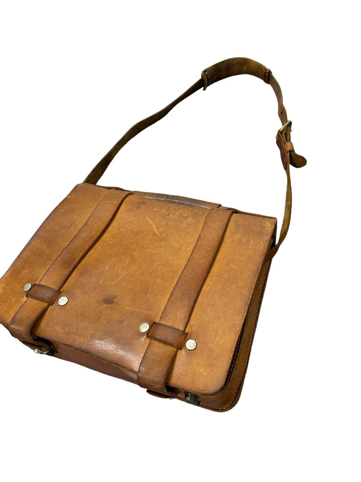 Genuine Leather Full Leather Patina Vtg Herz Japan Handmade Satchel Bag 1🟩 Size ONE SIZE - 5 Thumbnail