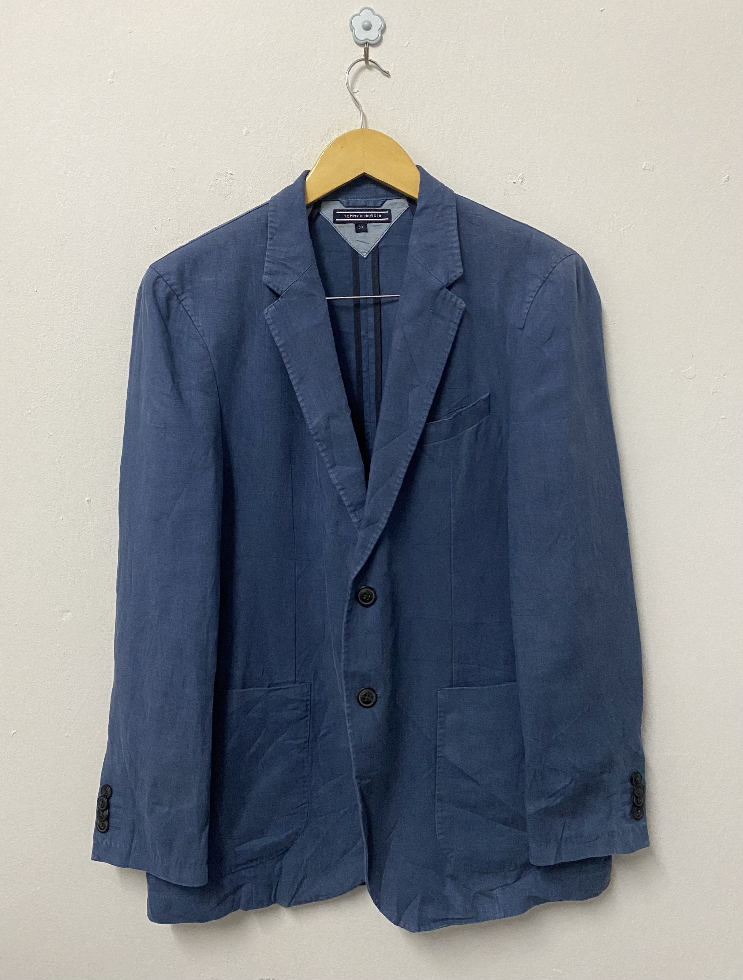 Tommy Hilfiger Tommy Hilfiger Portugal Made Linen Blend Blazer Jacket Blue Size 50R - 1 Thumbnail