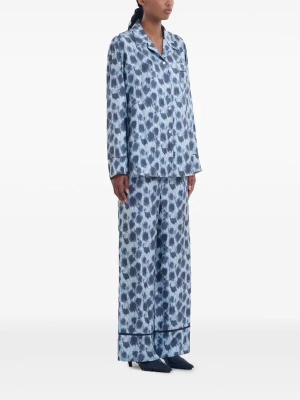 Marni o1w1db11125 Silk Wide-Leg Trousers in Blue Size 28" / US 6 / IT 42 - 3 Thumbnail