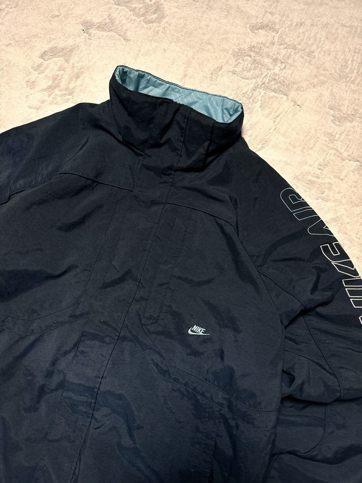 Nike × Vintage 00s Nike Vintage Drill Airmax Oversize Down Hooded Jacket Size US XL / EU 56 / 4 - 2 Thumbnail