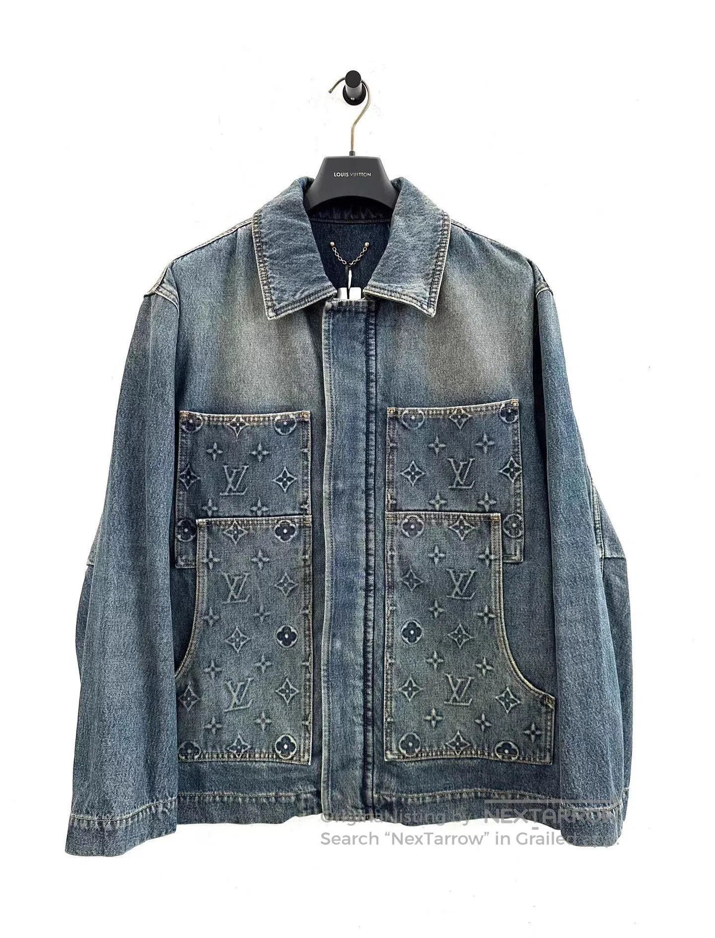 Louis Vuitton Blue Denim Jacket with Patterned Pockets . Size US L / EU 52-54 / 3 - 1 Thumbnail