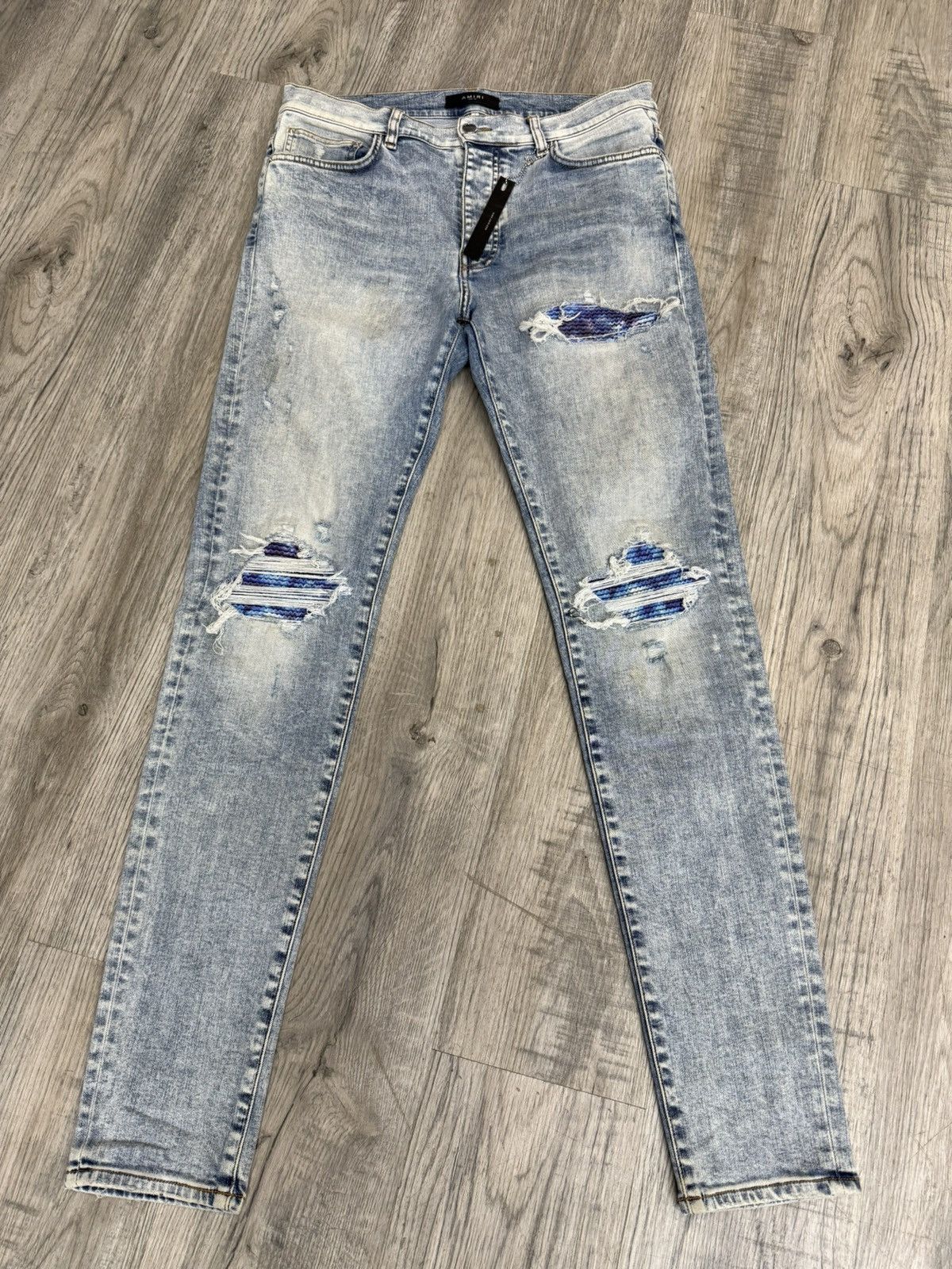 Amiri Amiri MX1 - Blue Watercolor Gradient Patch Denim Size US 34 / EU 50 - 1 Thumbnail