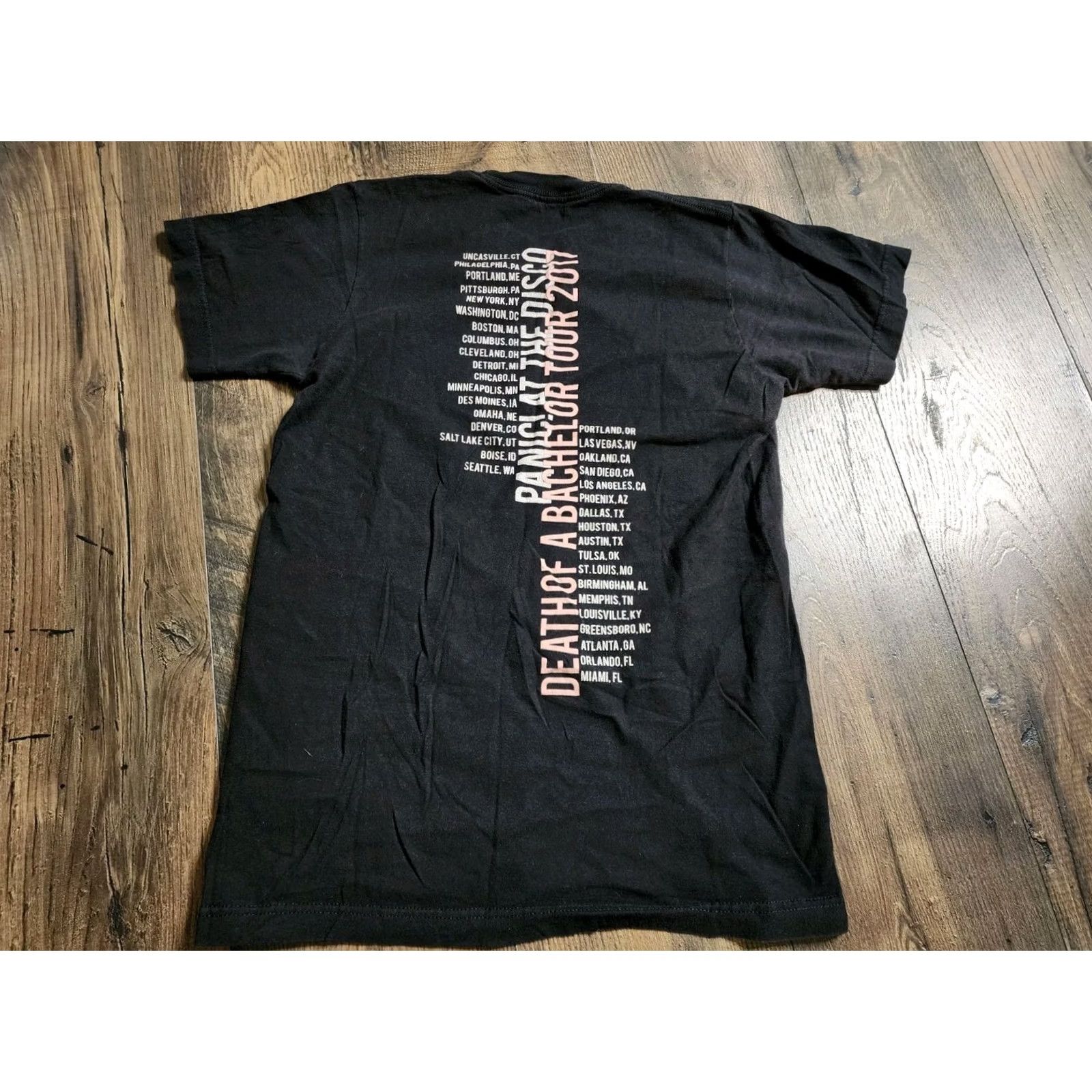 Tultex Panic at the Disco Death of a Bachelor Tour 2017 T Shirt Mens S Tultex Black Graphic Tee Short Sleeve Crew Neck Double Sided Rock Stage Concert Fun Size US S / EU 44-46 / 1 - 2 Thumbnail