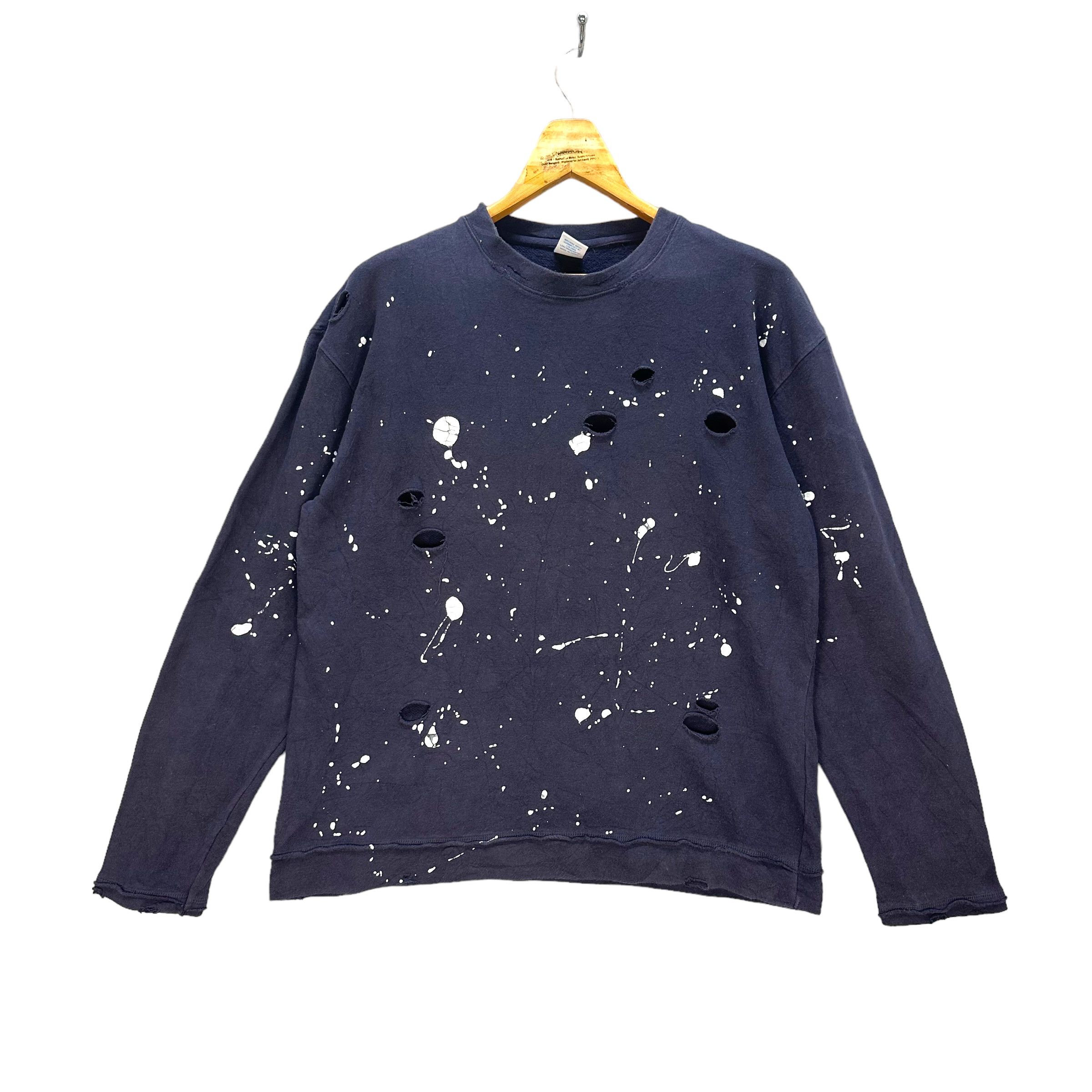 image of Vintage Trashed Rimaster Paint Splatter Sweater 8305-002, Men's (Size Large)