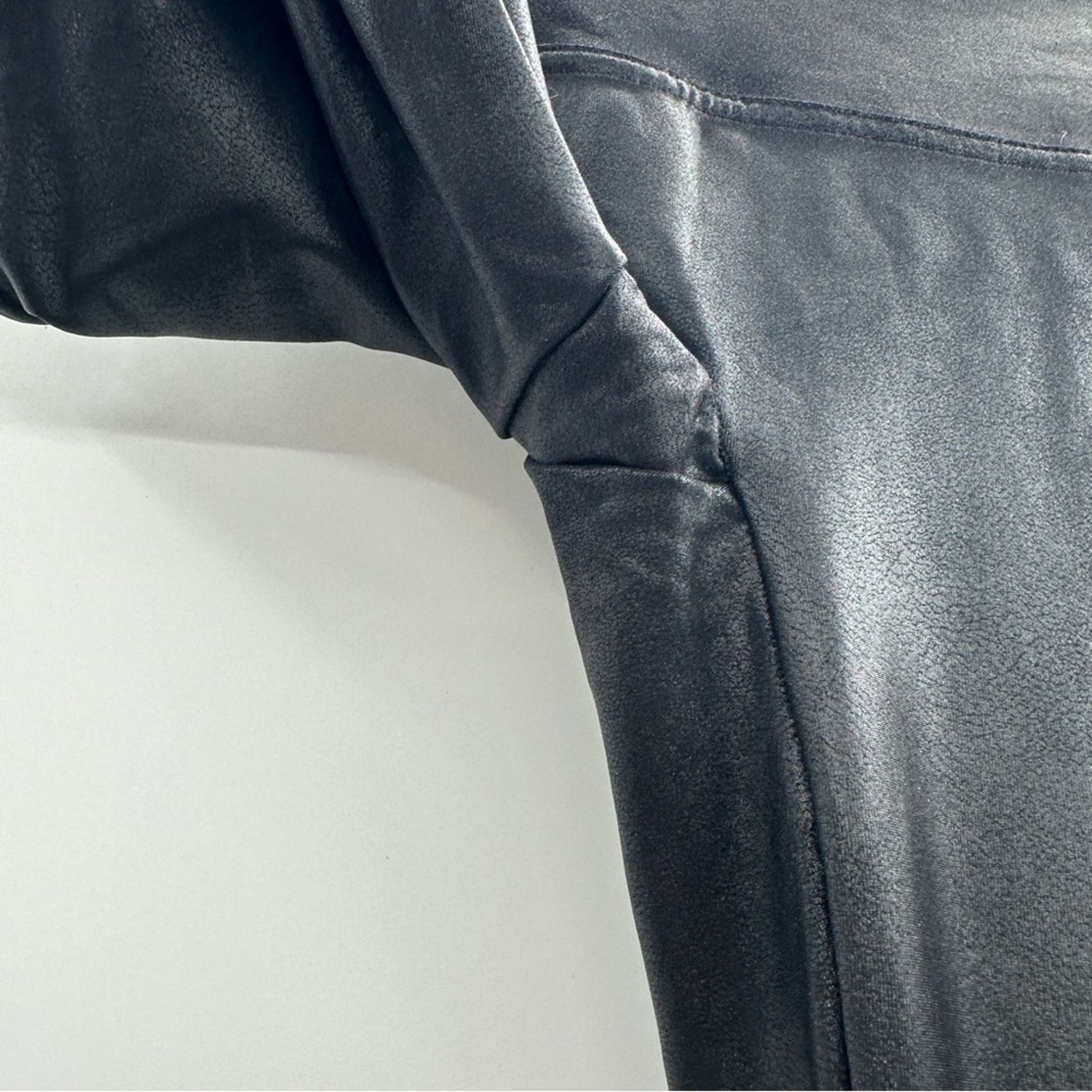 Spanx Spanx Black Faux Leather Moto Mid Rise Shaping Leggings Sz S Size 22" - 9 Thumbnail