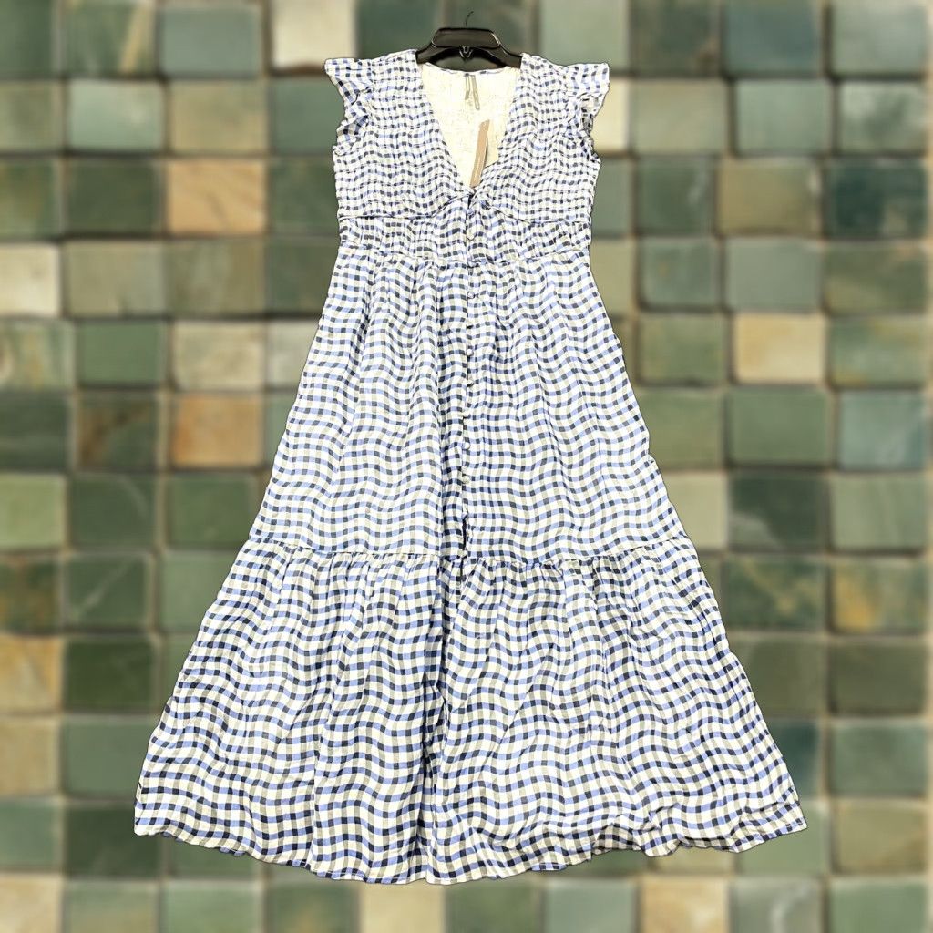 blue velvet dress long sleeve Maeve Size 4 Blue Plaid Pre-Owned Dress- Ladies – Zippy Chicks