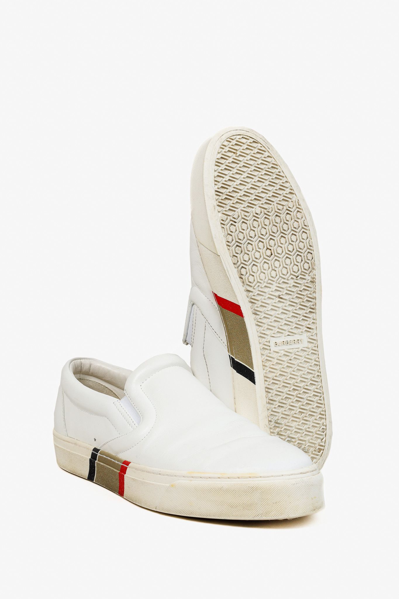 Burberry Burberry Men's Thompson White Leather Slip On Shoes Size US 10 / EU 43 - 4 Thumbnail