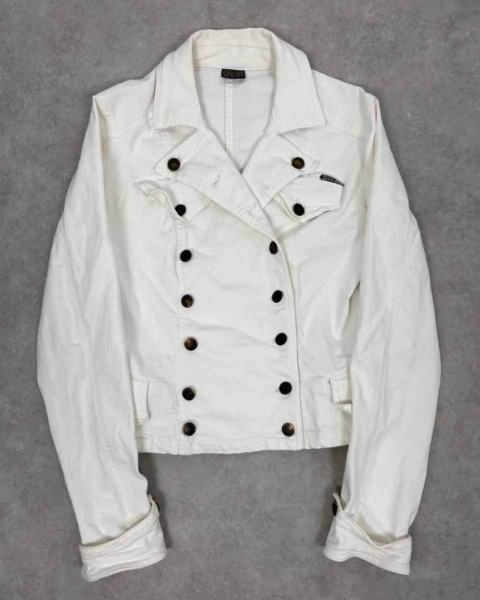 Vintage 2000s Plein Sud White Double-Breasted Officer Jacket Size S / US 4 / IT 40 - 1 Thumbnail