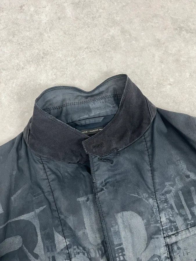 Marithe + Francois Girbaud 2000s Marithé + François Girbaud Dark Grey Printed Abstract Blazer Jacket Size 42R - 6 Thumbnail