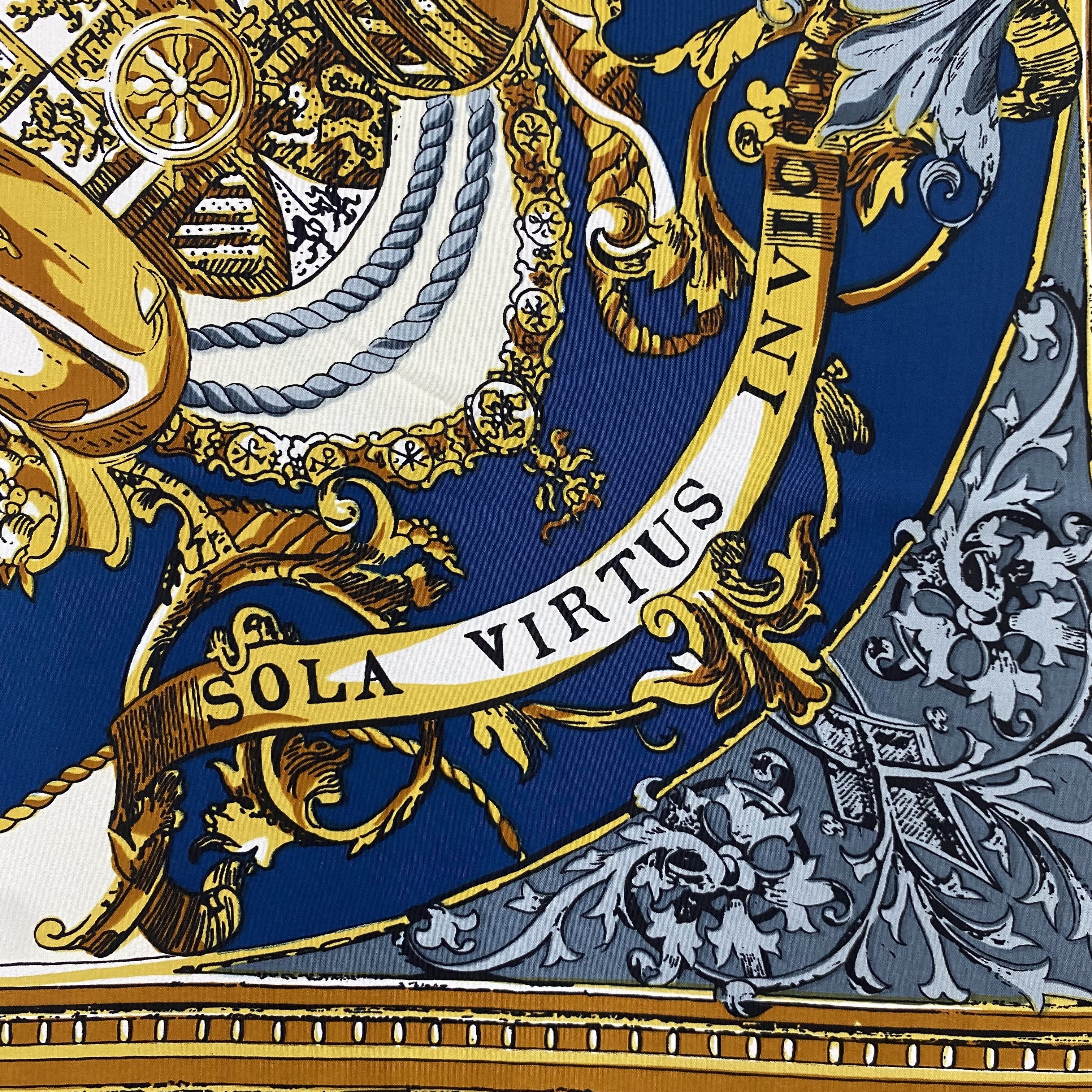 Designer × Vintage Vintage 90s Sola Virtus Silk Scarf Art SSC343 Size ONE SIZE - 3 Thumbnail