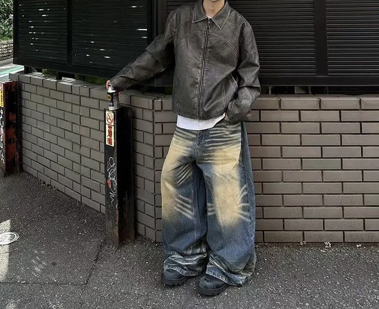 Japanese Brand Retro washed distressed whiskering baggy jeans Size US 32 / EU 48 - 2 Thumbnail
