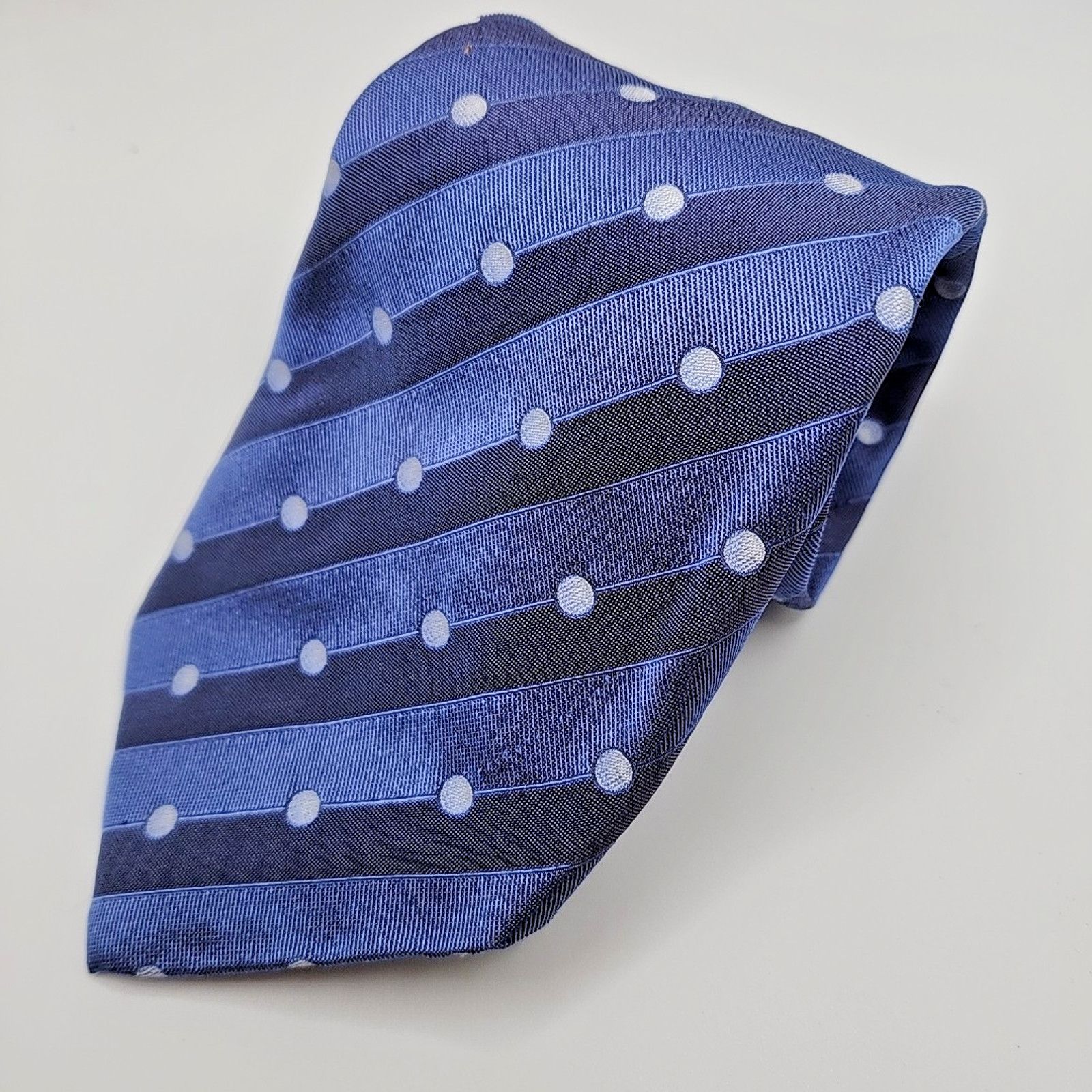 Bobby Jones Bobby Jones Blue Striped Silk Necktie w/Polka Dots -Like New Size ONE SIZE - 4 Thumbnail