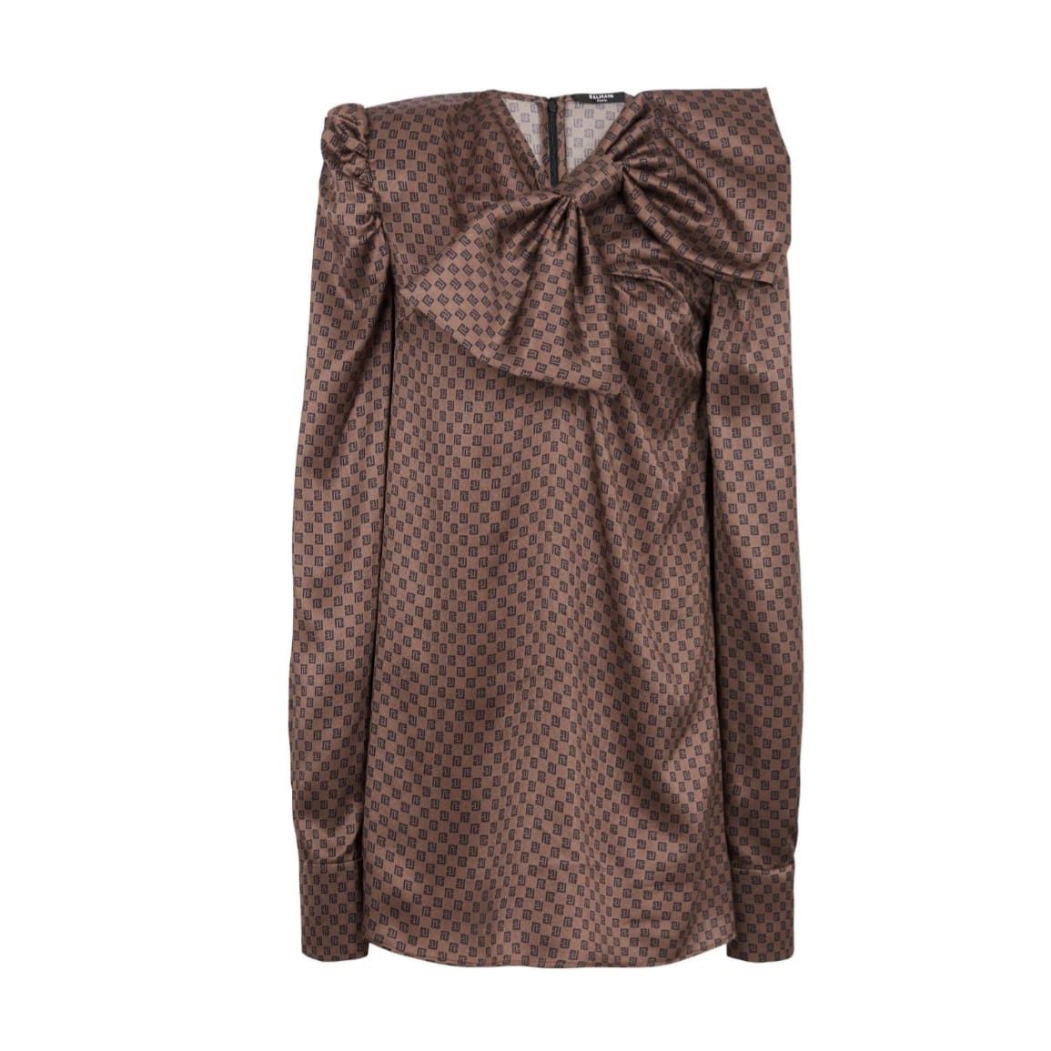 Balmain o1y0525 Mini Dress in Dark Brown Size M / US 6-8 / IT 42-44 - 1 Thumbnail