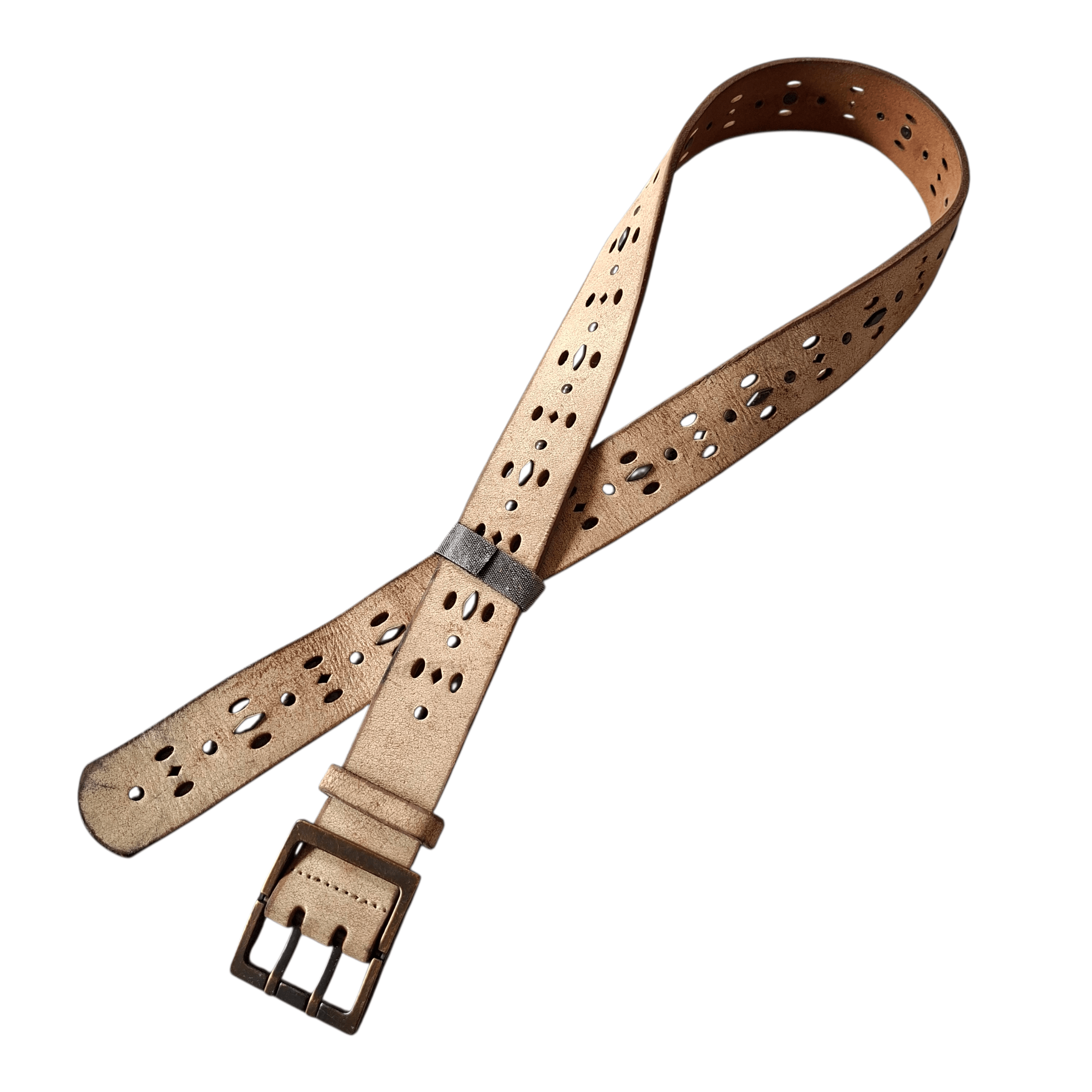 Tornado Mart 💫 Solid brass garrison double hole punk rock leather belt Size ONE SIZE - 1 Thumbnail
