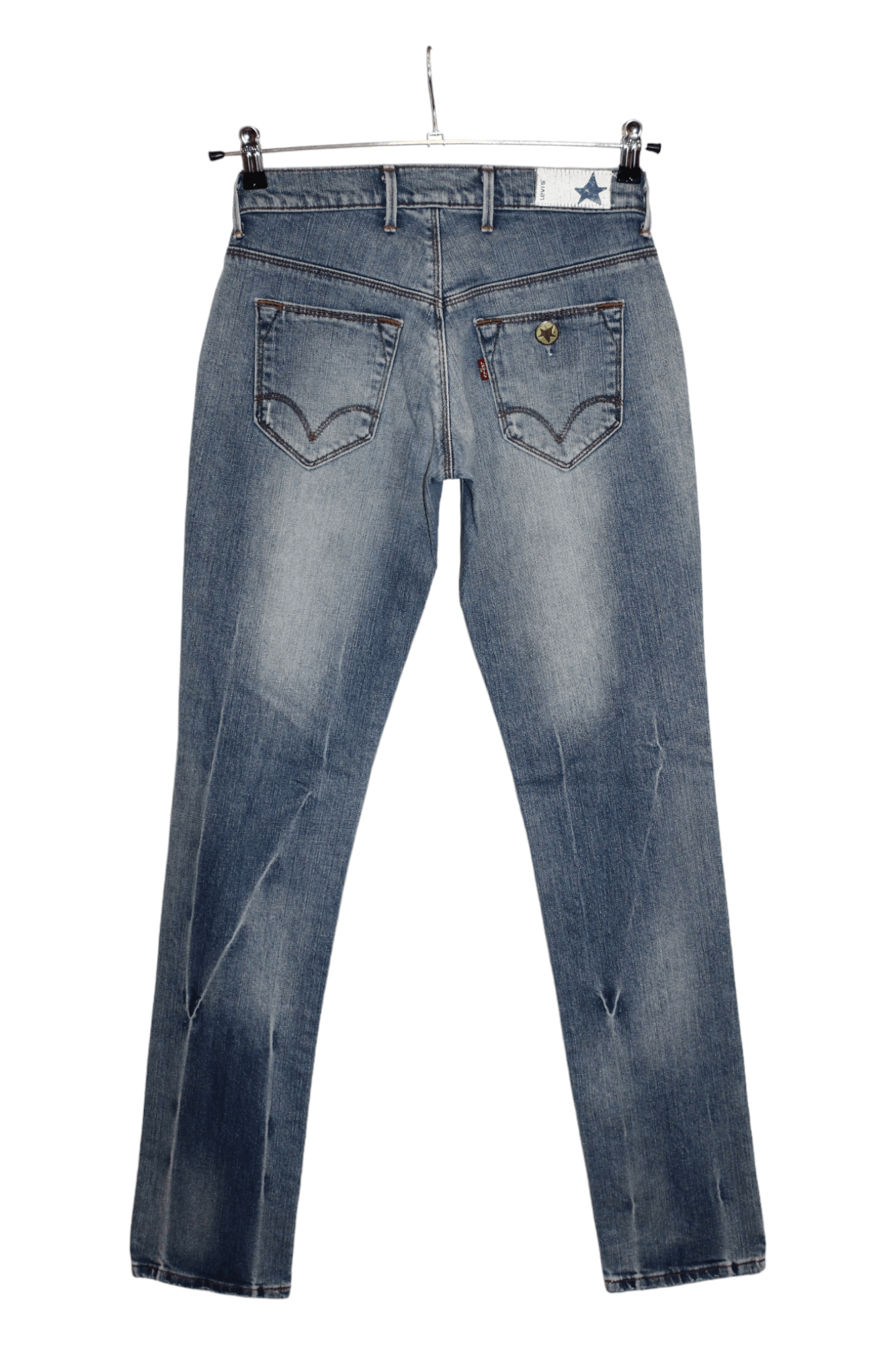 image of Distressed Denim x Levis Levi's X Blue Fingered Genius 545 Tapered Faded Denim Jeans in Light Blue 