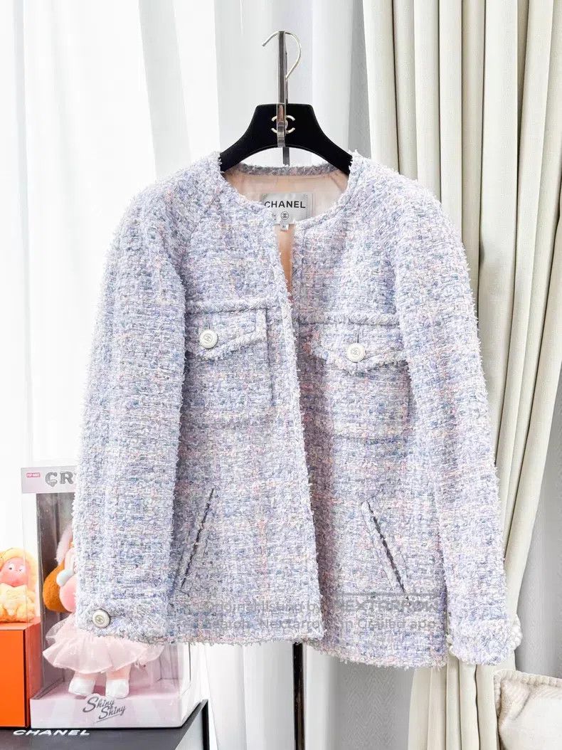 Chanel Chanel Lavender purple tweed braided jacket Size XS / US 0-2 / IT 36-38 - 1 Thumbnail