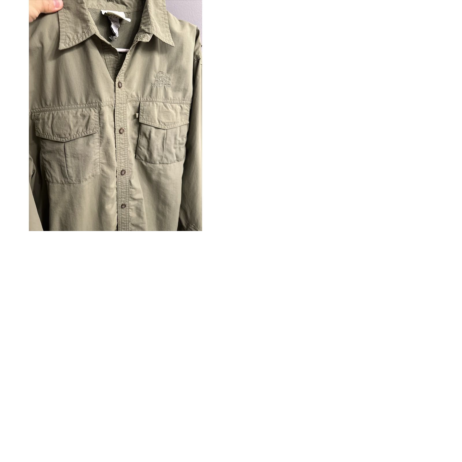 Hunter Ducks Unlimited Men's Hunter Olive Green Lightweight Vented Button-Down XL Shirt Size US XL / EU 56 / 4 - 12 Thumbnail
