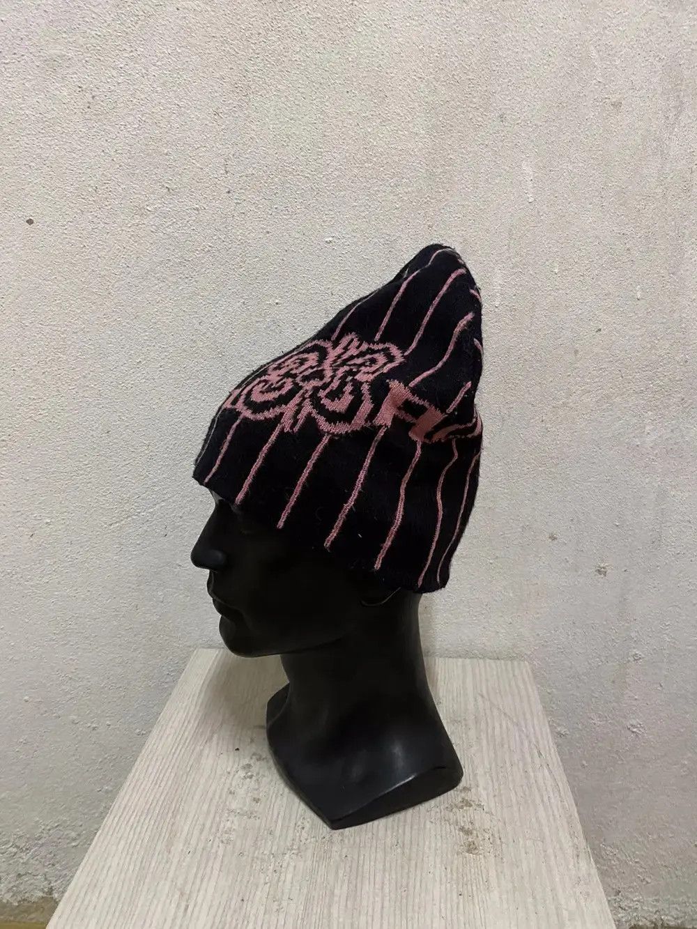ALBA Vintage Alba Spell out Striped Beanie Hat Size ONE SIZE - 4 Thumbnail