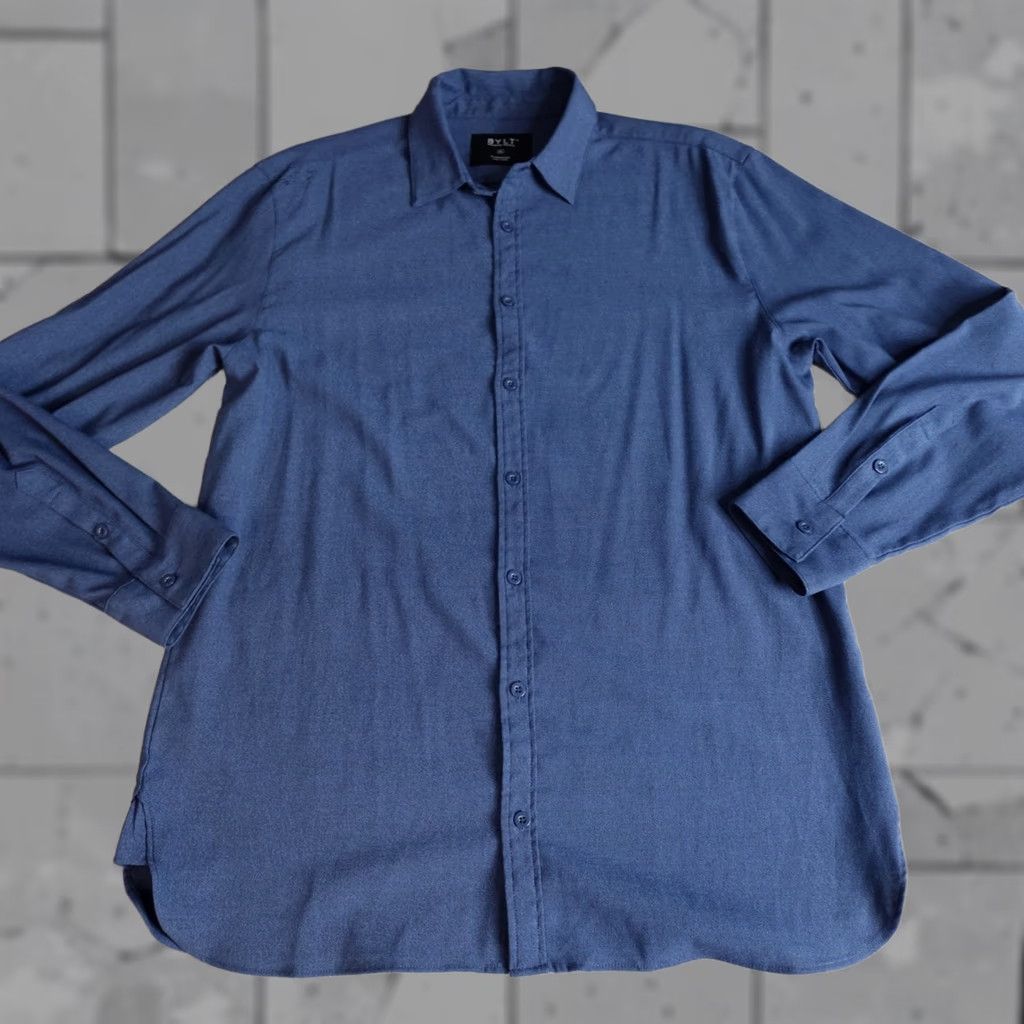 Vintage Bylt Shirt XL Blue Vista Long Sleeve Button-Up Crew-NECK? Size US XL / EU 56 / 4 - 1 Thumbnail