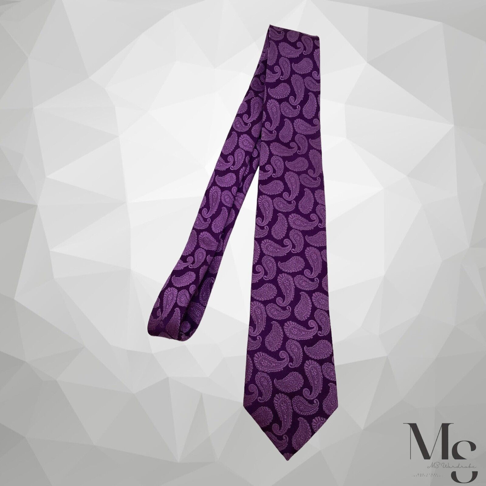Hugo Boss BOSS HUGO BOSS XL Purple Paisley Luxury Silk Tie Italy Size ONE SIZE - 6 Thumbnail