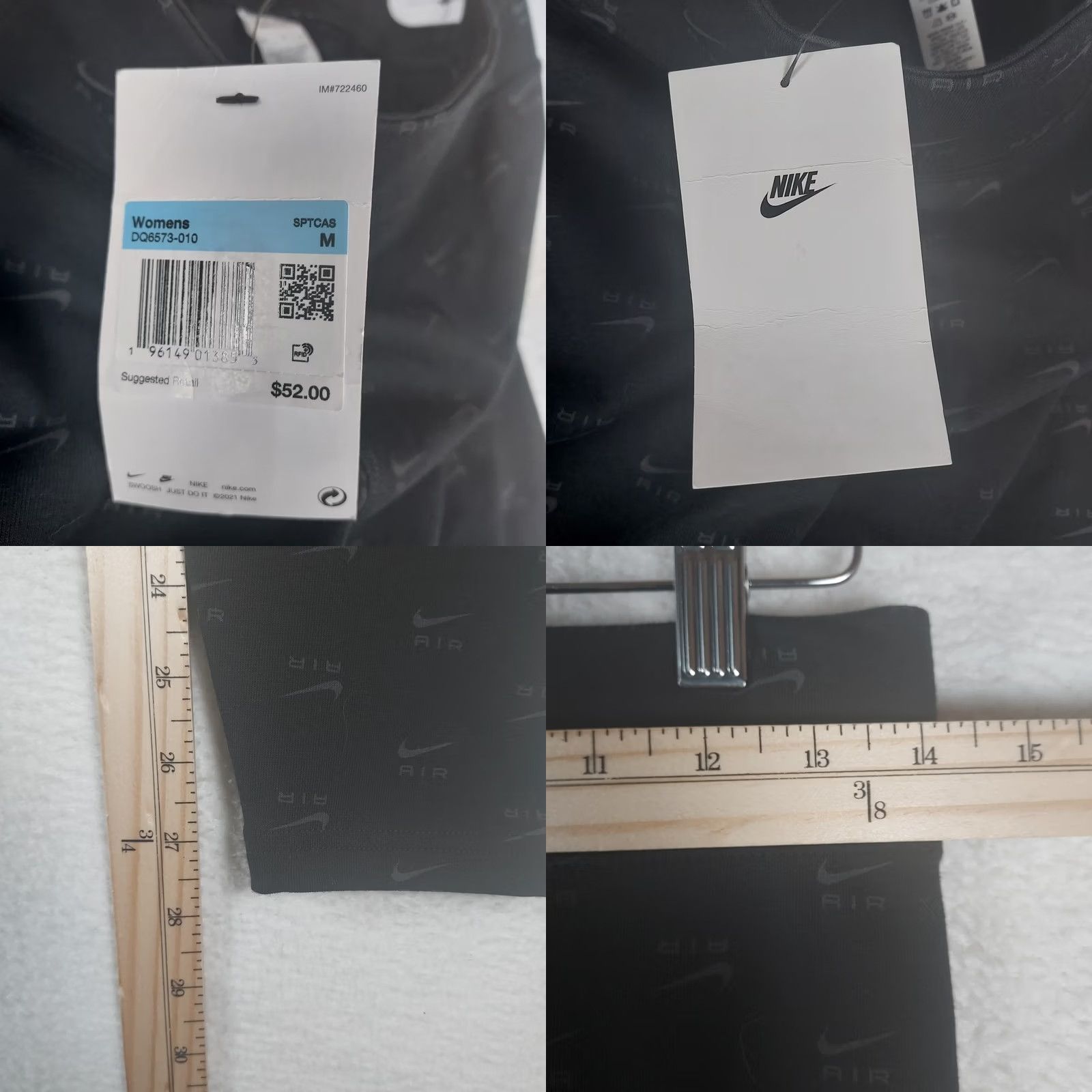 Nike VINTAGE Nike Air Womens M High Rise Black Full Length Logo Leggings New With Tags Size 32" / US 10 / IT 46 - 8 Thumbnail