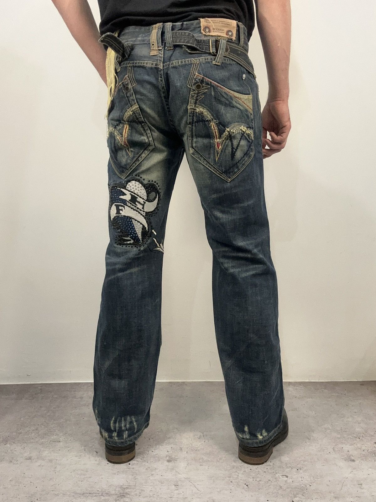 Other TOUGH Jeansmith Denim Pants Y2K Grunge Cyberpunk Techwear Size US 36 / EU 52 - 3 Thumbnail