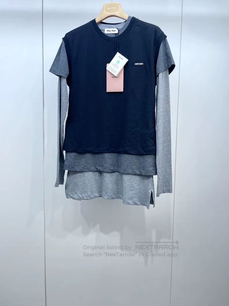 Miu Miu Size XS Black and grey three-piece T-shirt