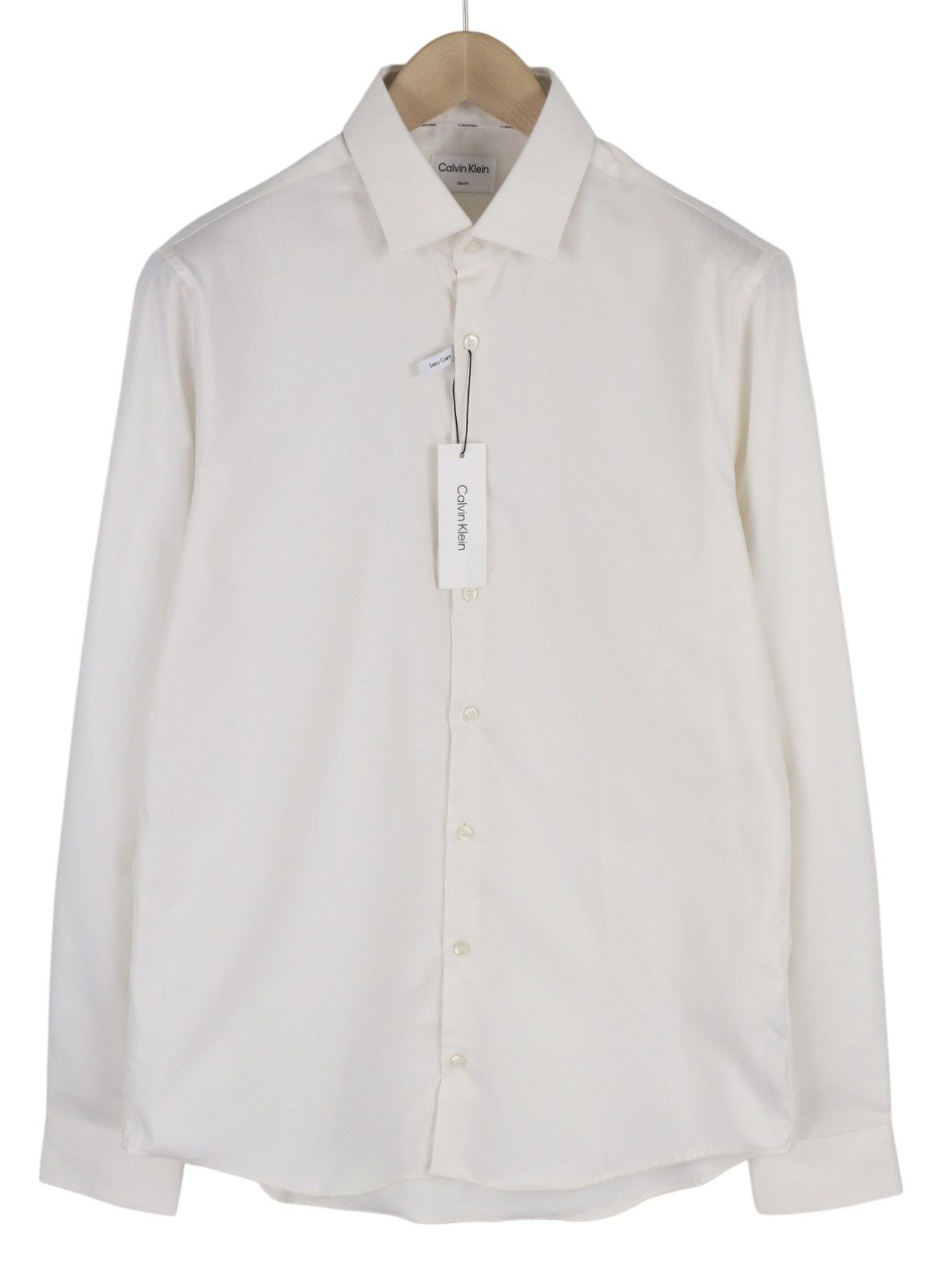Calvin Klein STRUCTURE SLIM L Off White Cotton Button Shirt 84937 Size US L / EU 52-54 / 3 - 1 Thumbnail