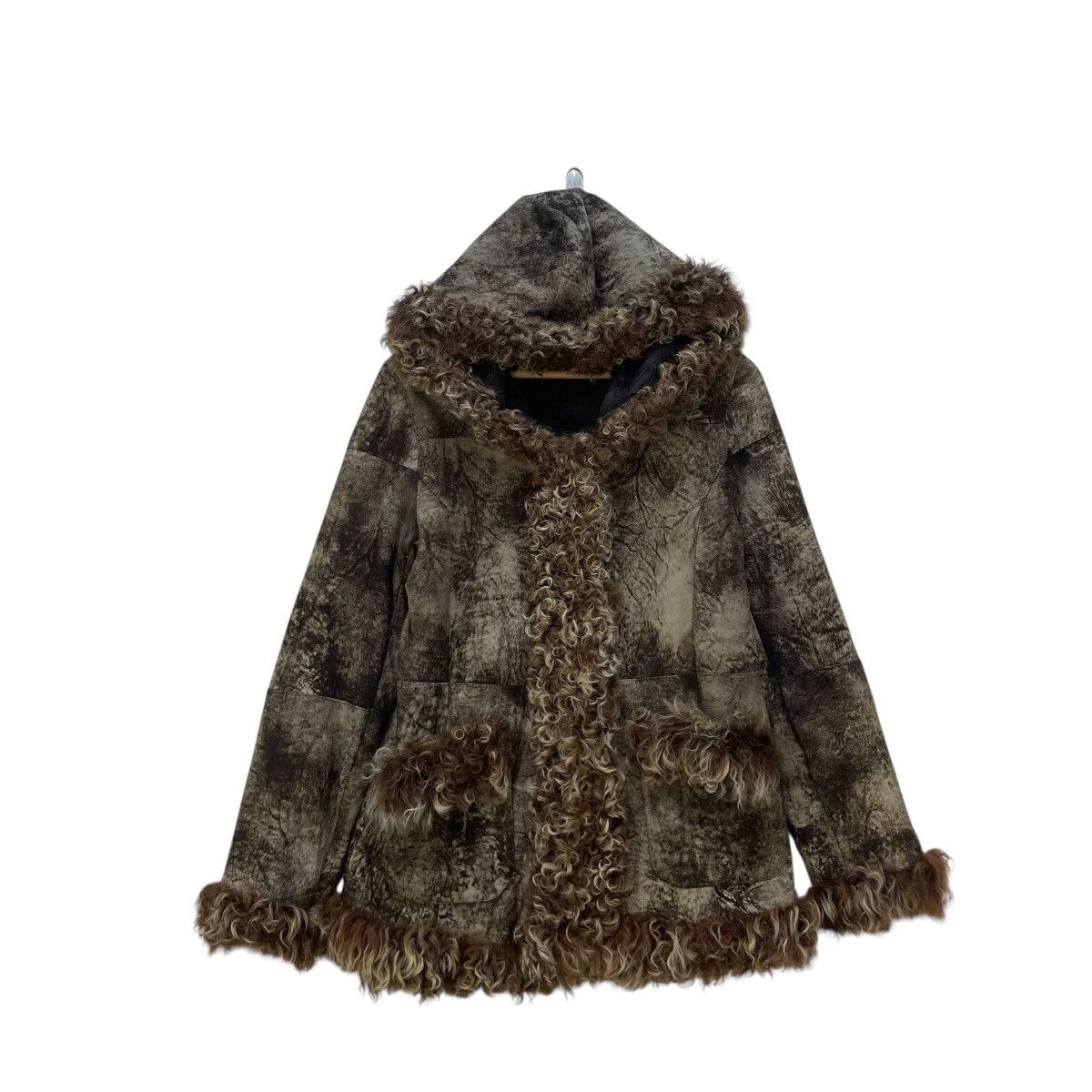 14th Addiction 🔥Vintage Faux fur Suede Leather Hooded Jacket Size M / US 6-8 / IT 42-44 - 1 Thumbnail