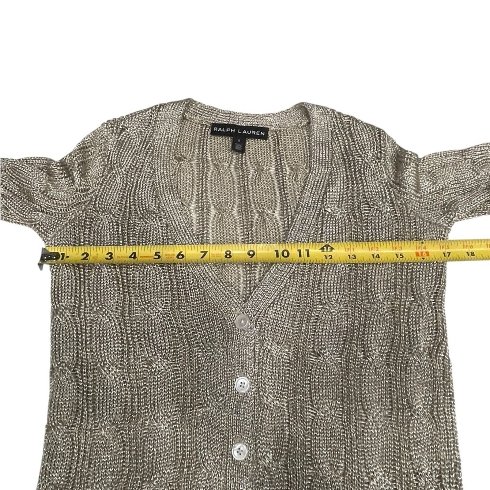 Ralph Lauren Ralph Lauren Black Label - Gold Metallic Knit Cardigan Sz S Size S / US 4 / IT 40 - 11 Thumbnail