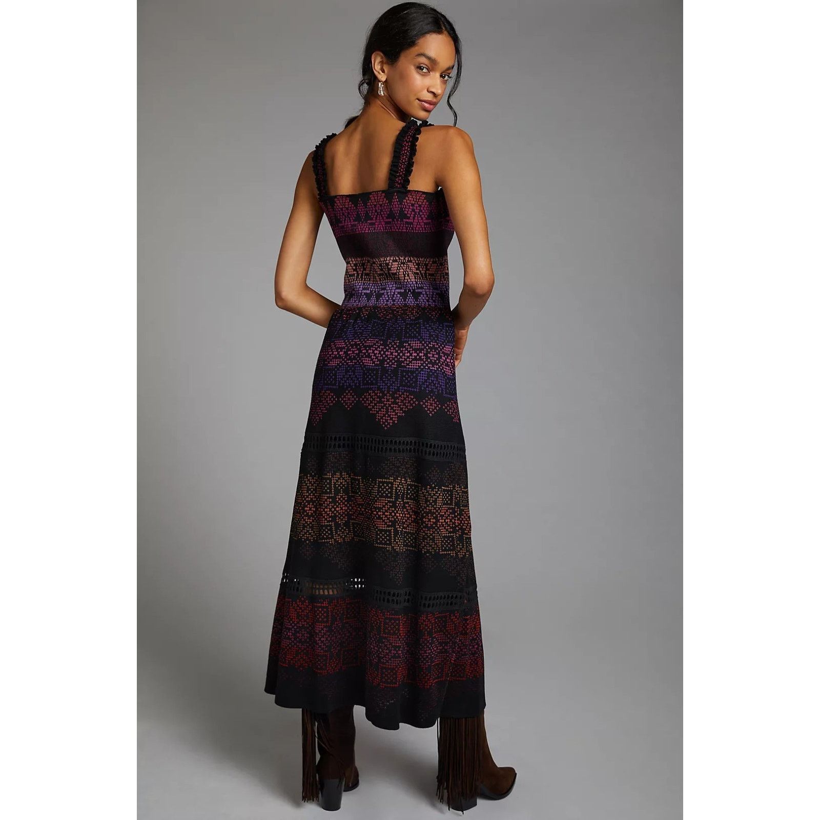 Anthropologie ANTHROPO Cecilia Prado Dress Patchwork Sundress Knit Sweater Size S / US 4 / IT 40 - 3 Thumbnail
