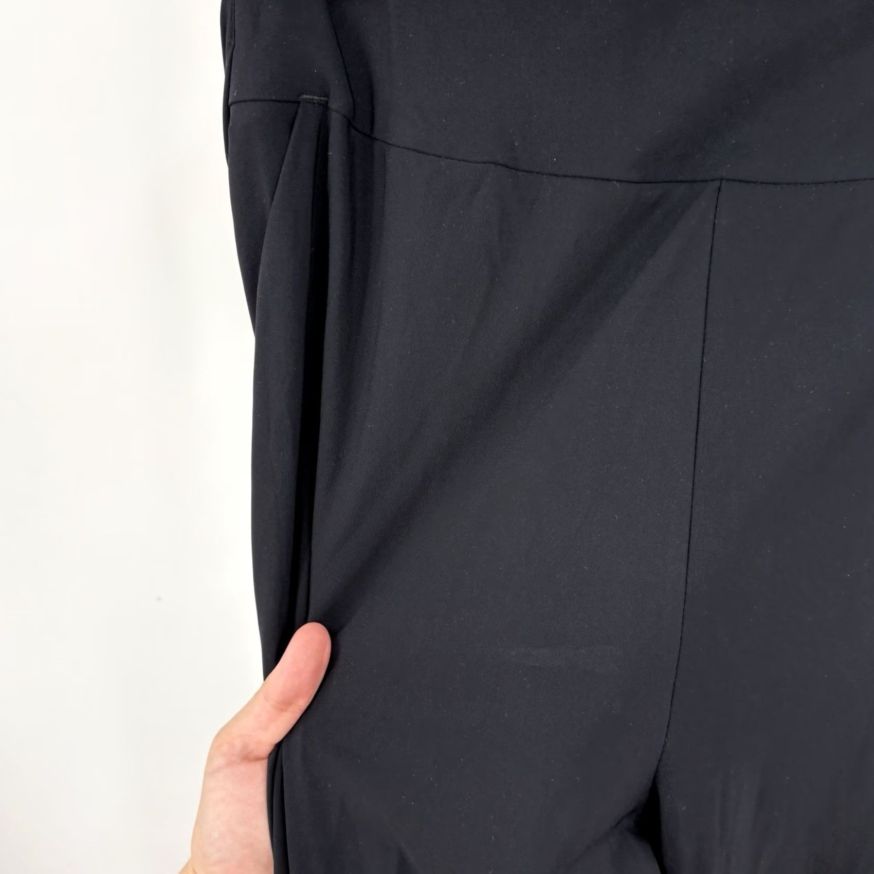 Vintage Aday Dress Pants Women M Straight High Rise Comfort Tech Office Pants Black Nylon Spandex Crepe Stretch Size 32" / US 10 / IT 46 - 5 Thumbnail