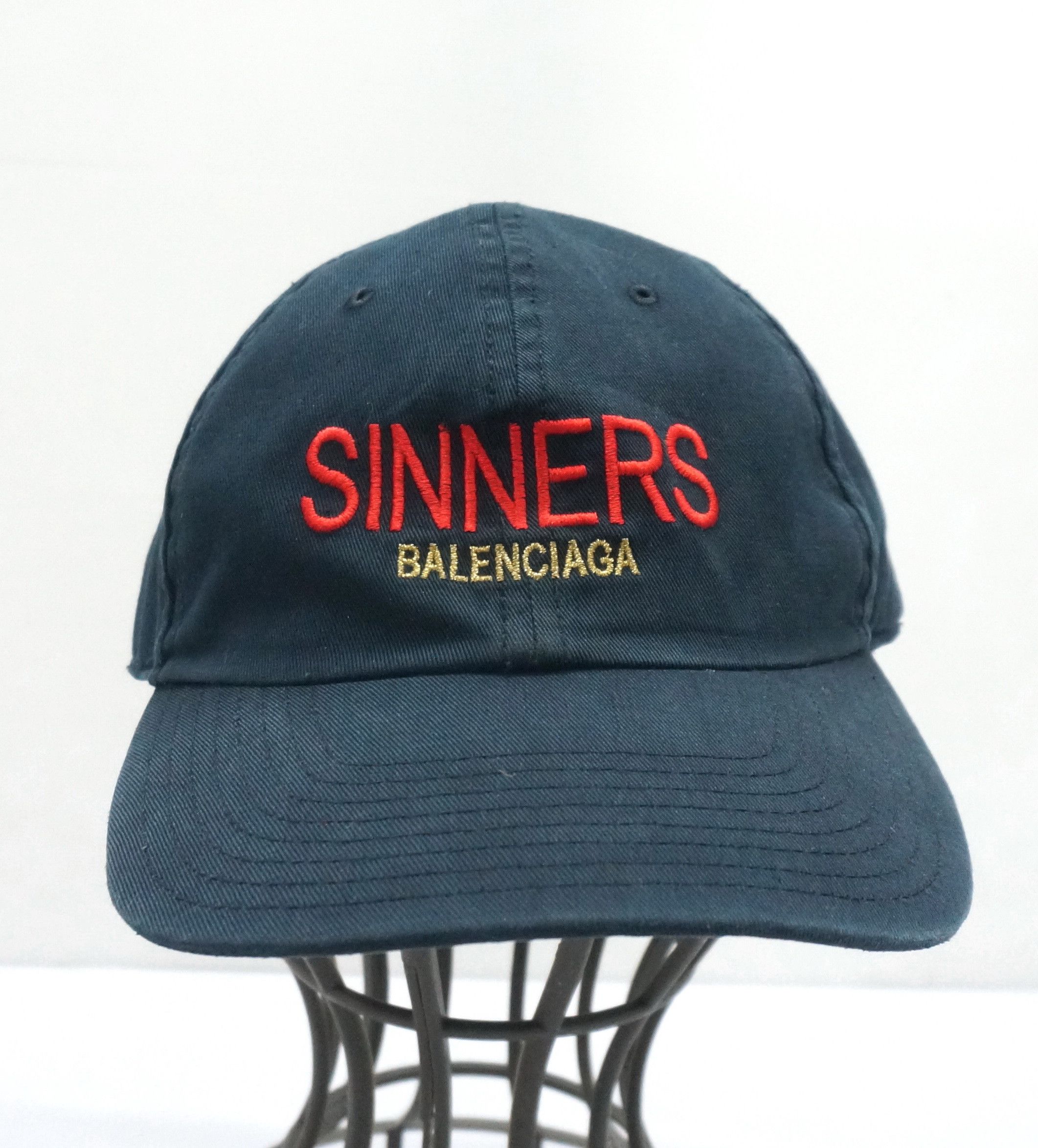 Balenciaga RARE Balenciaga Sinners Logo Black Hat Baseball Cap Size ONE SIZE - 2 Thumbnail