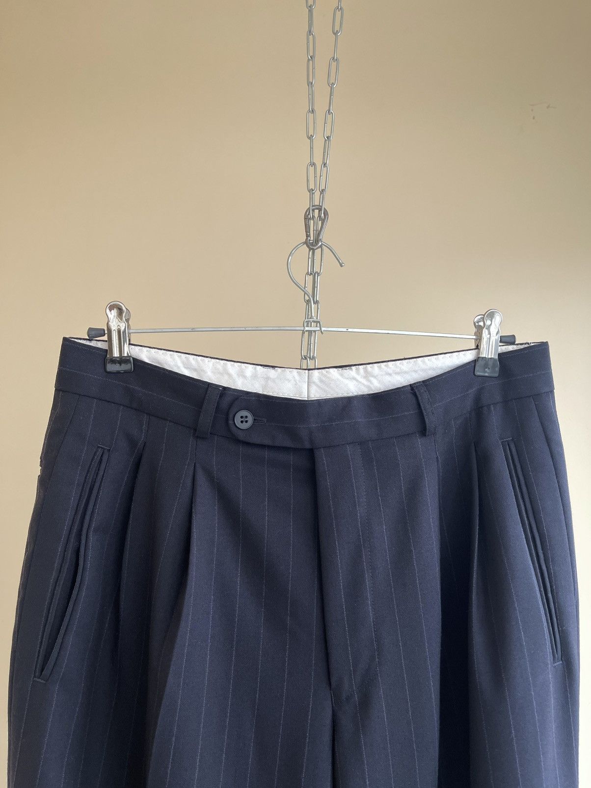 Hugo Boss BOSS Wool Pinstripe Suit 80s Double Breasted Blazer Trousers Size 38R - 11 Thumbnail