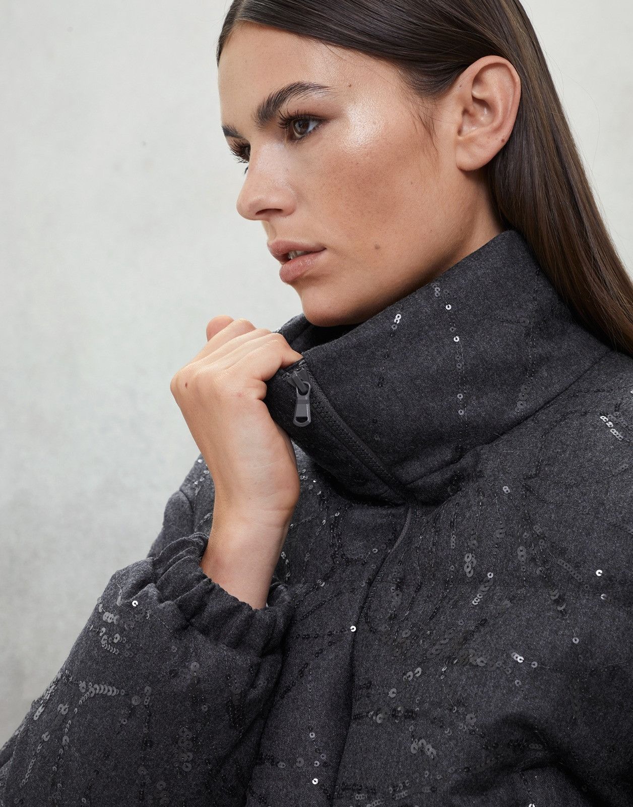 Brunello Cucinelli o1la1rc1a0225 Padded Jacket With Sequins in Black Size L / US 10 / IT 46 - 3 Thumbnail