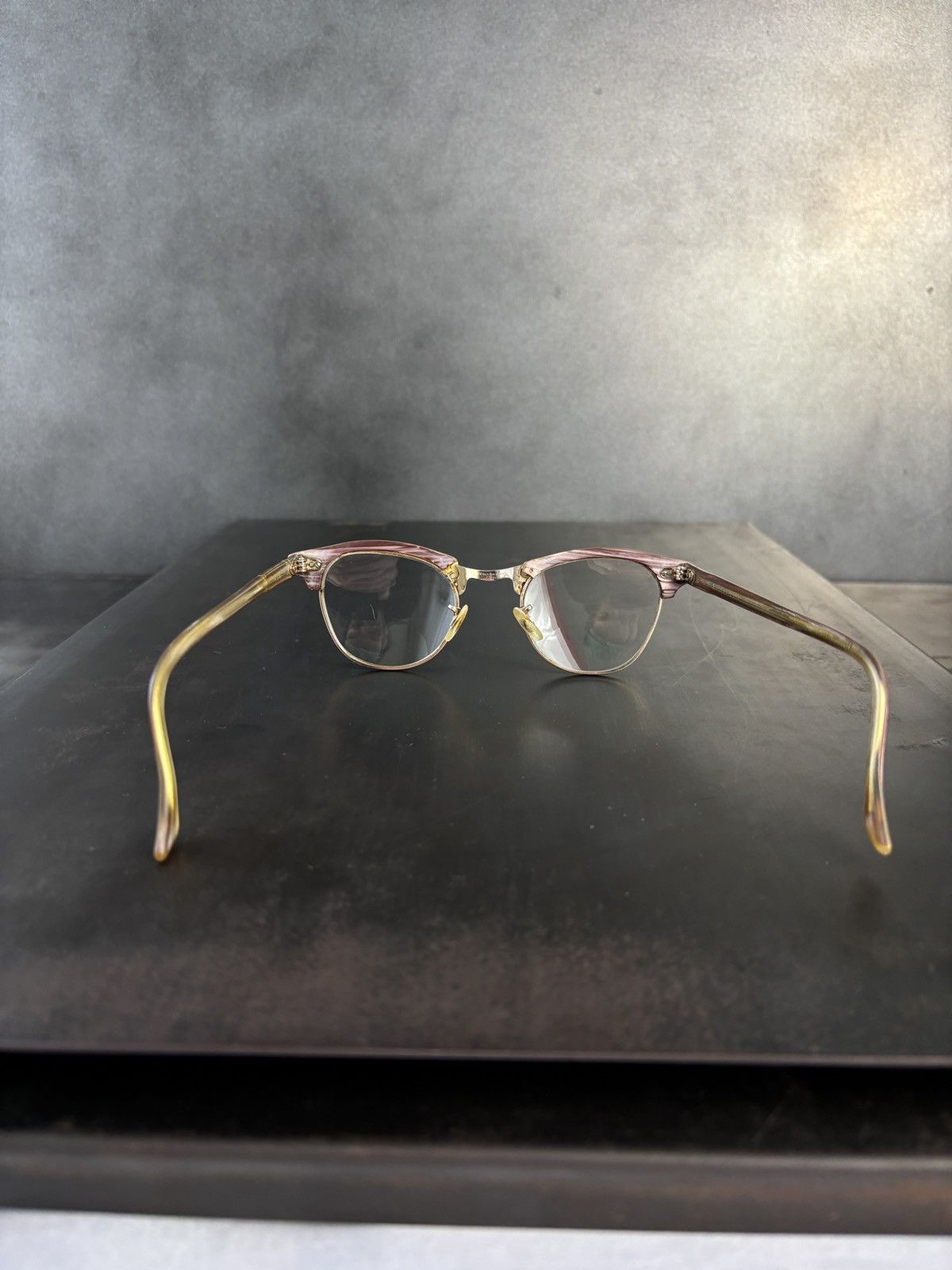 Vintage 1950s Glasses Frame Vintage Eyeglasses Horn Rim GF Gold Fill Size ONE SIZE - 13 Thumbnail