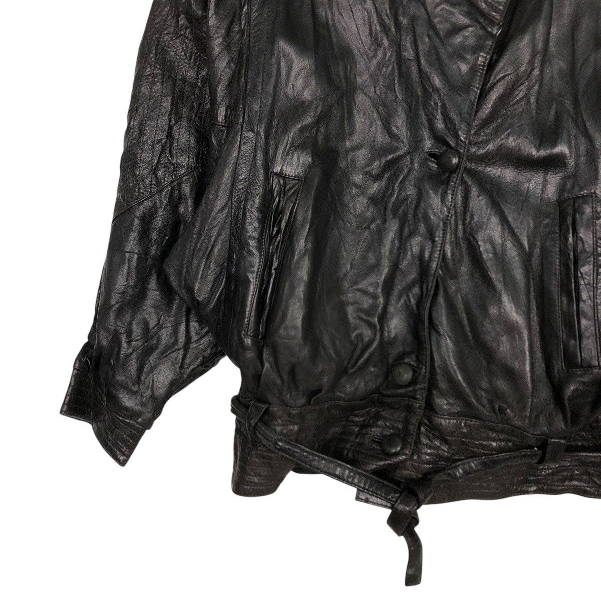 Vintage 🔥CROPPED BONDAGE BIKER LEATHER JACKET SERGE MIKO PARIS Size US M / EU 48-50 / 2 - 6 Thumbnail