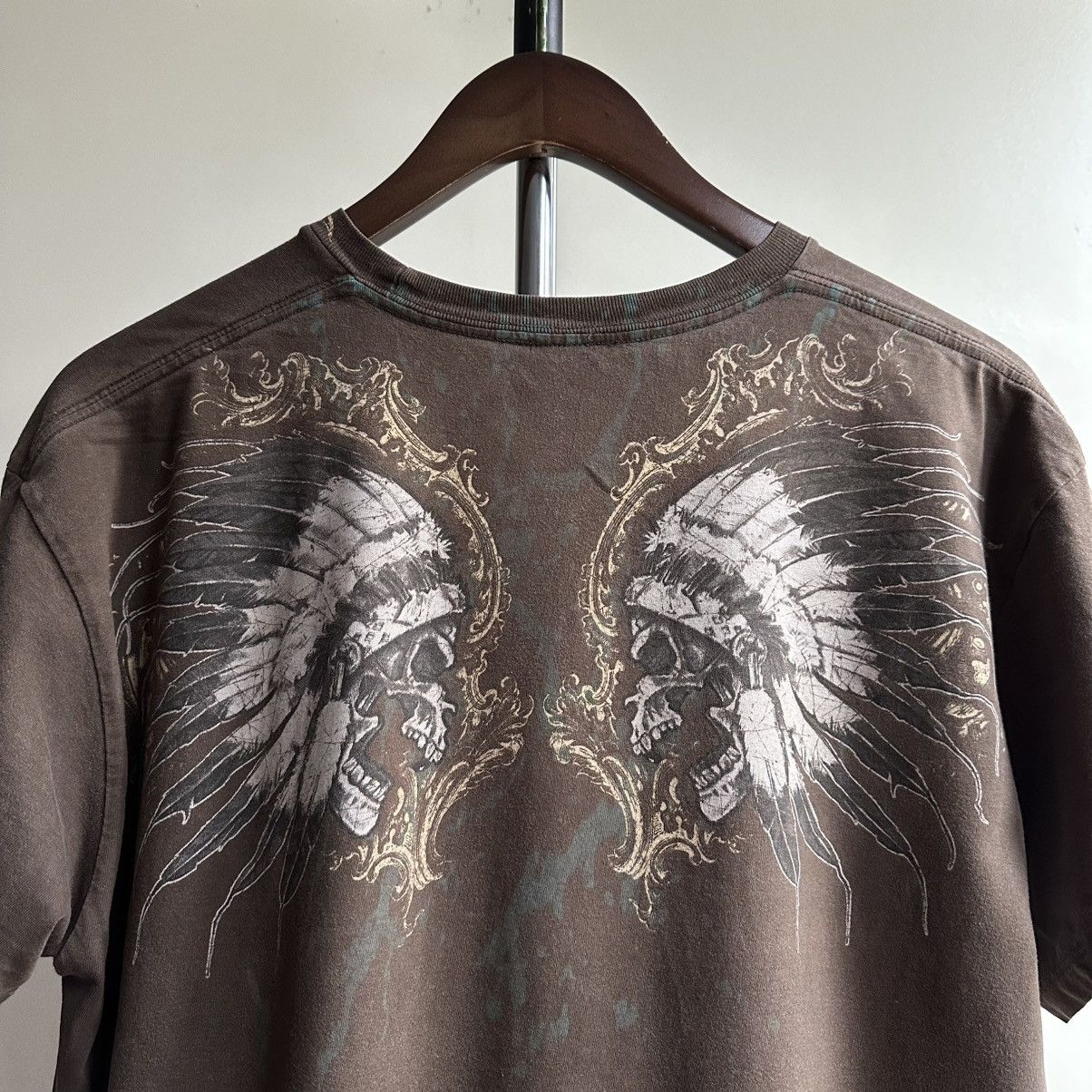 Affliction Vintage Rock & Rebellion Skull Affliction Style Brown Tee Size US L / EU 52-54 / 3 - 4 Thumbnail