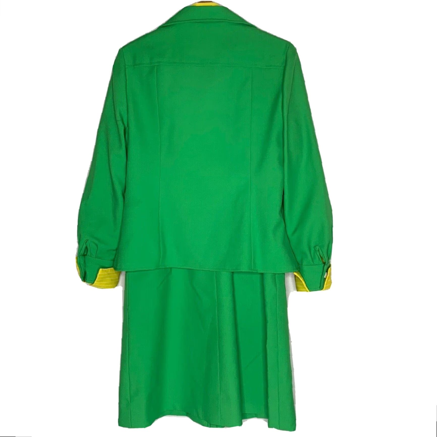 Vintage VINTAGE California Girl Dress and Jacket Set 1960s Green Yellow Mod Stripe Size 12 Womens Size XL / US 12-14 / IT 48-50 - 3 Thumbnail