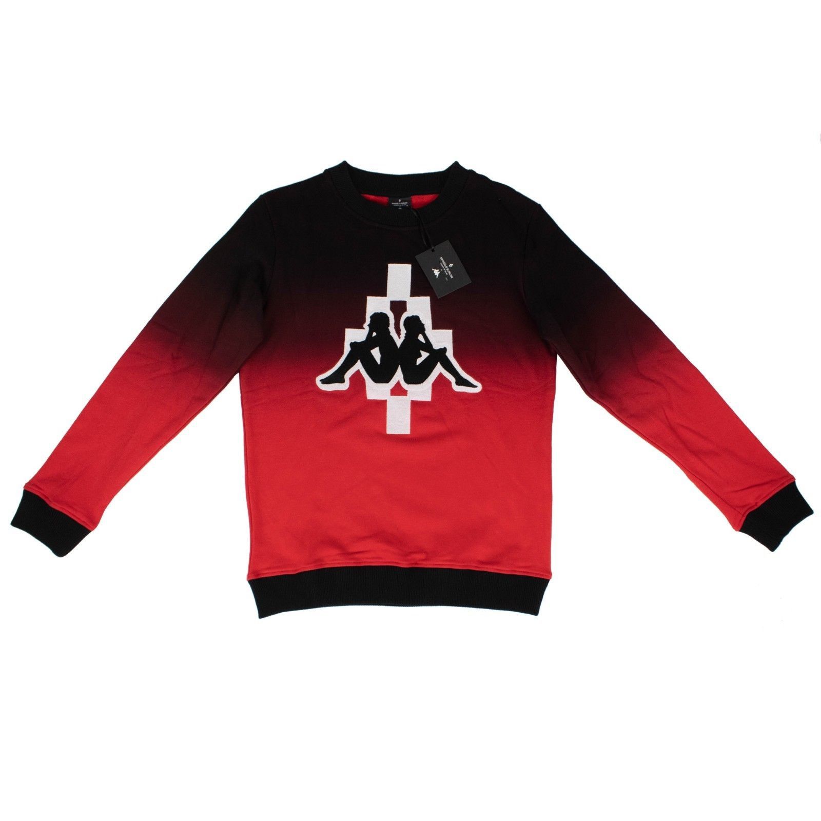 image of Marcelo Burlon Black/red 'kappa Big Logo' Crew Neck Sweater Size Xxl, Men's