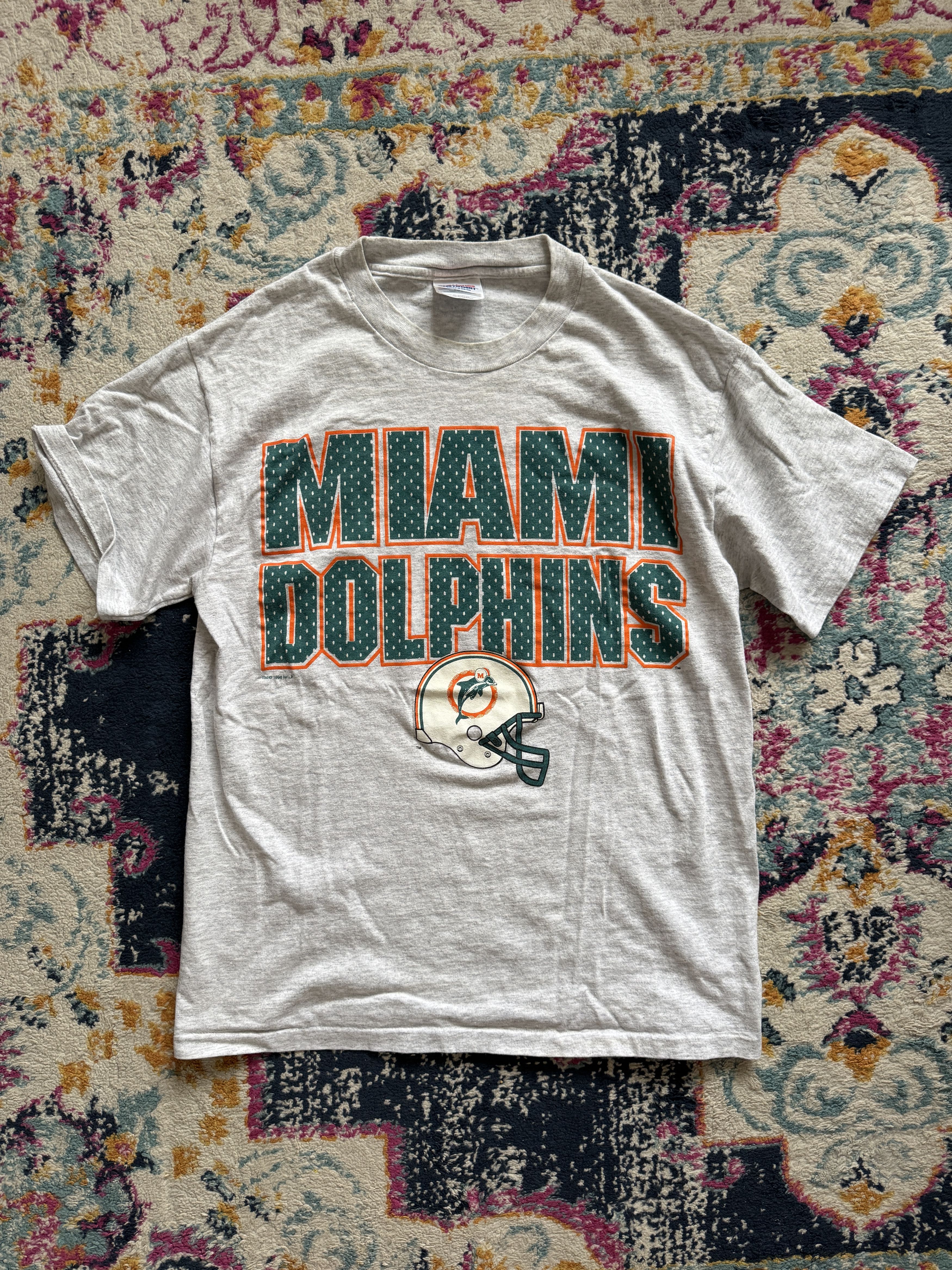 Hanes 1996 Miami Dolphins Helmet Block Text T-Shirt Size US M / EU 48-50 / 2 - 1 Thumbnail