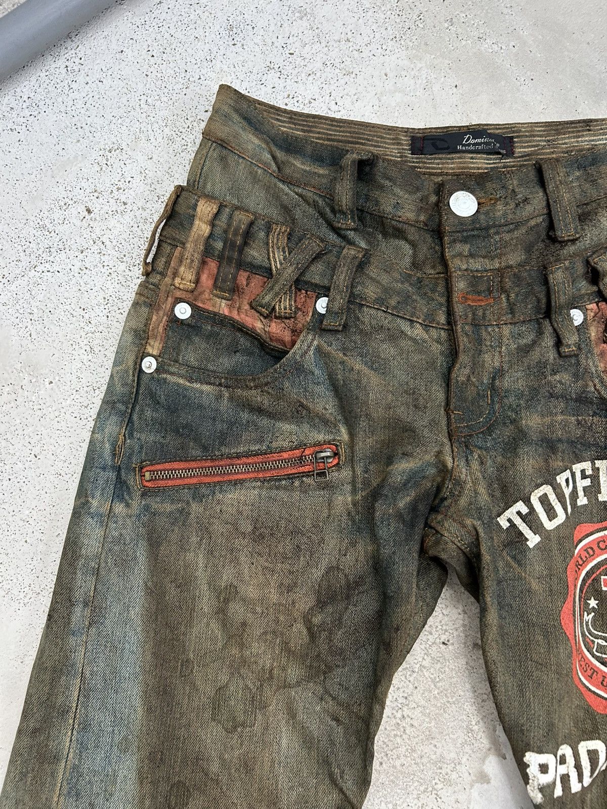 20471120 Vintage Dominate Japan Double Waist Mud Washed Dirty Wording Size US 30 / EU 46 - 10 Thumbnail