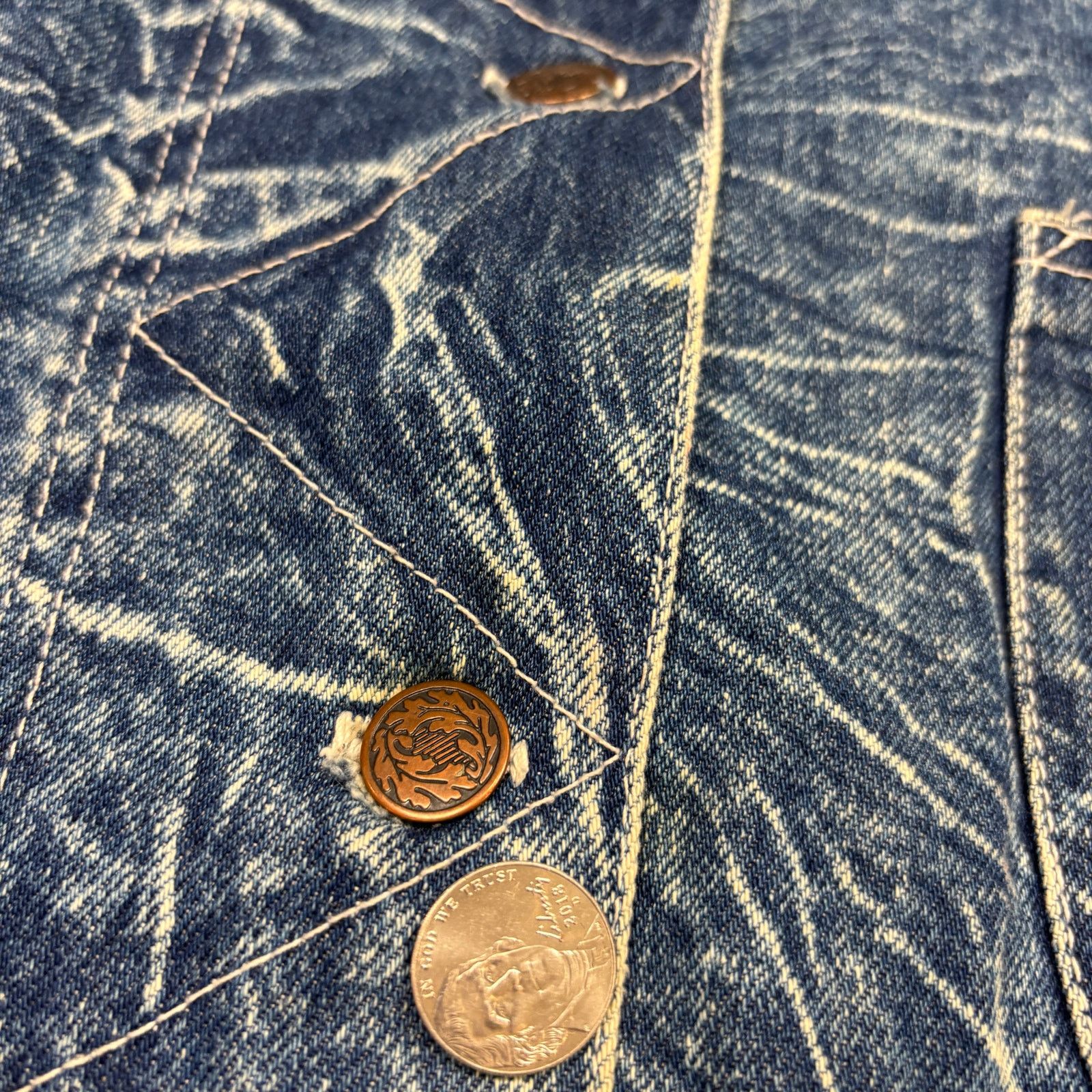 Vintage VTG 70s Acid Wash Denim 3/4 Sleeve Overshirt Jacket Men's L Size US L / EU 52-54 / 3 - 11 Thumbnail