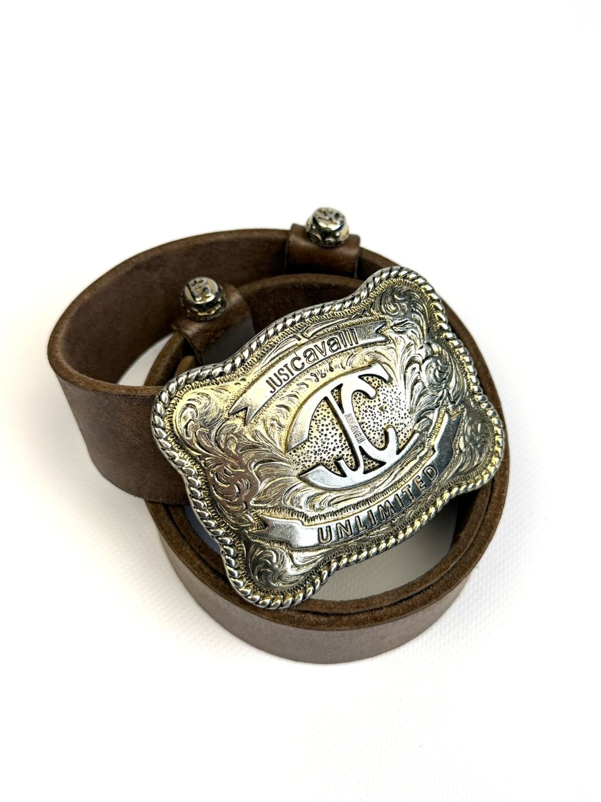 Just Cavalli Just Cavalli Roberto Cavalli Western Leather Belt Buckle Size 32 - 3 Thumbnail