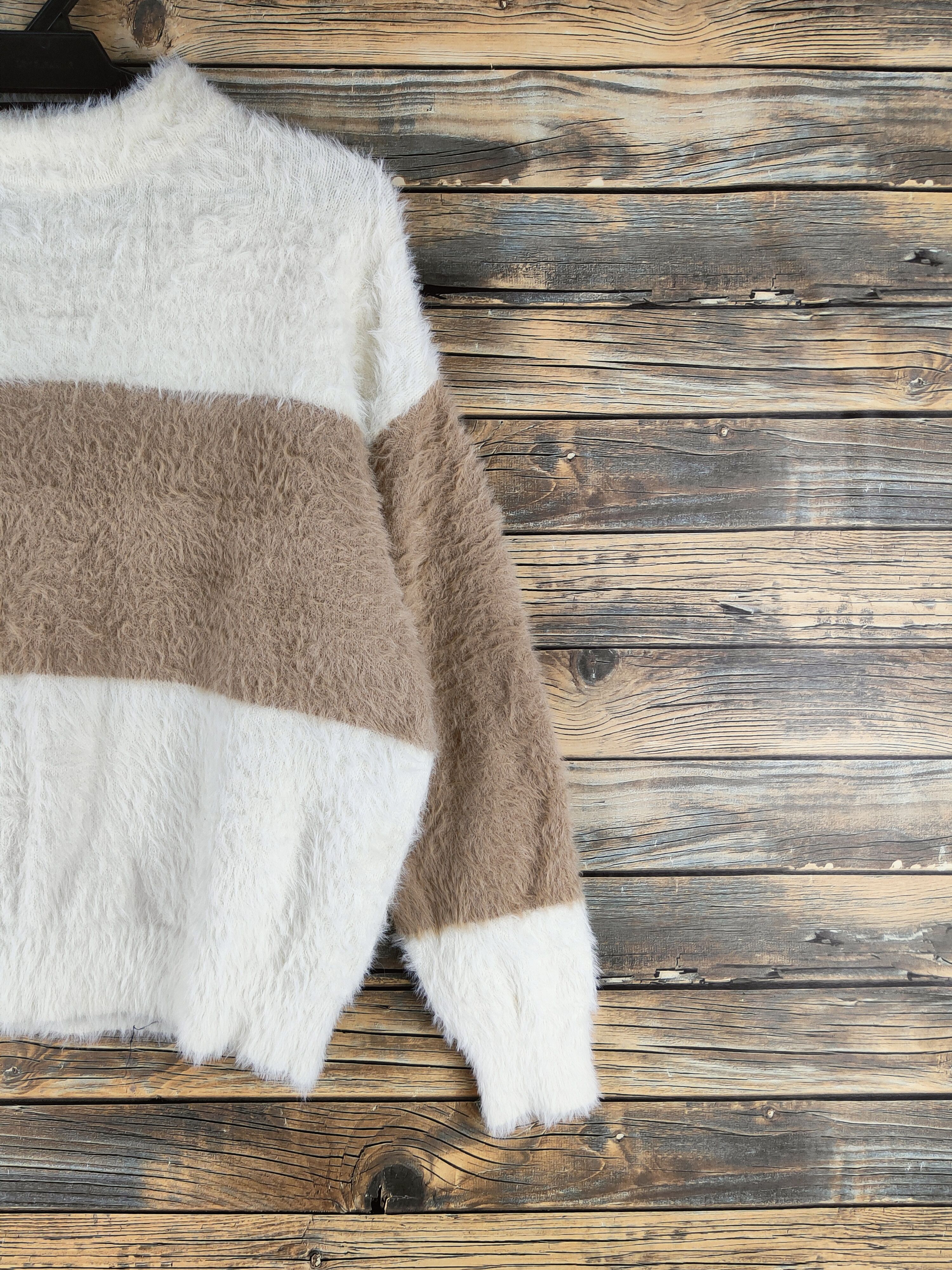 Japanese Brand DL Rope Picnic Cream Brown Fur Mohair Knitwear #46-469 Size S / US 4 / IT 40 - 5 Thumbnail