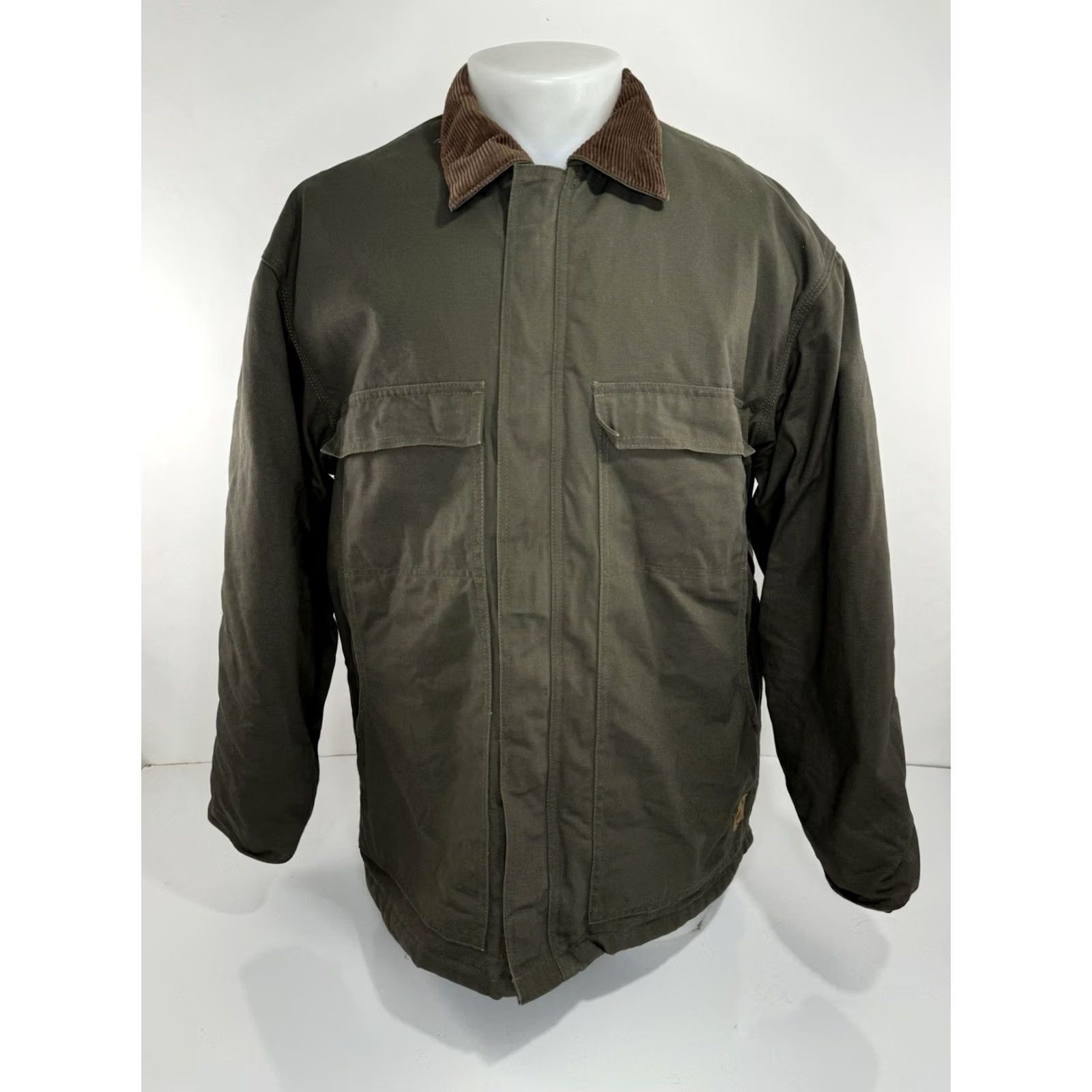 Vintage BERNE Canvas Heavy Duty Quilt Lined L Tall Field Ranch Chore Jacket Men LT Green Work Lined Black? Size US L / EU 52-54 / 3 - 2 Thumbnail