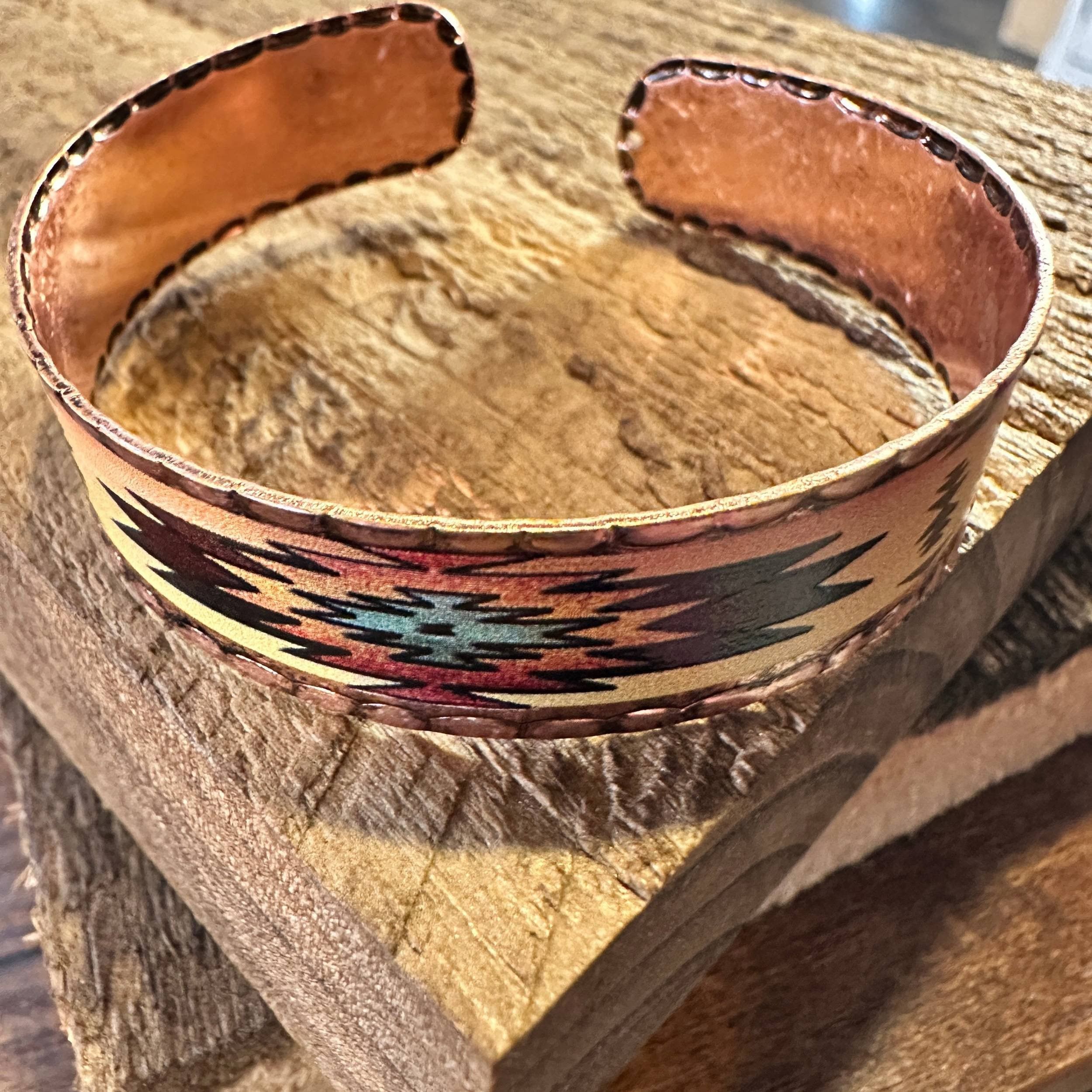 Other Handmade Boho Native American Aztek Copper Narrow Cuff Brace Size ONE SIZE - 4 Thumbnail