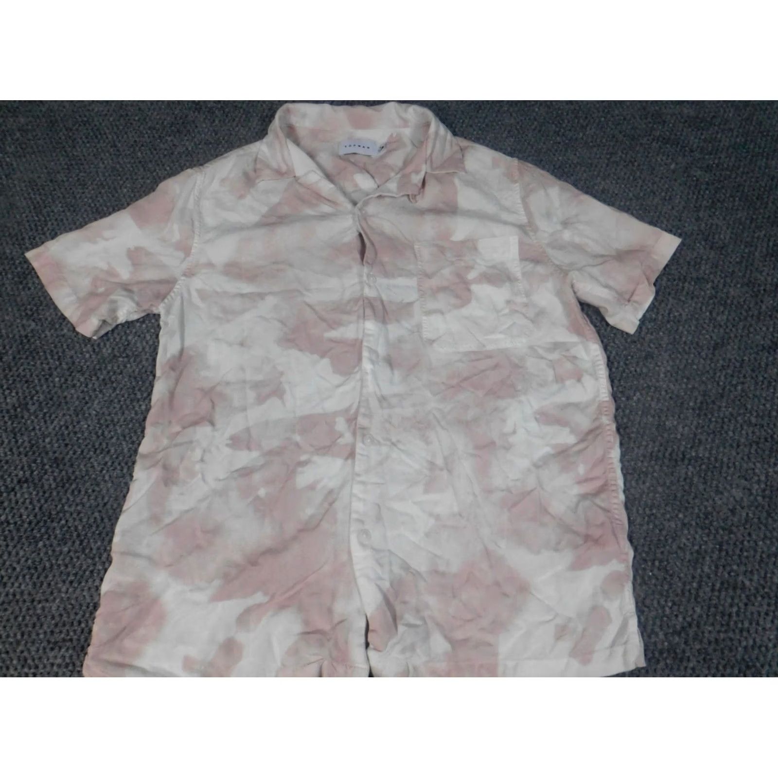 Topman Topman Womens Blouse Button-Up Short Sleeve Pink Medium Regular Fit Casual Collar Down Viscose Button Size M / US 6-8 / IT 42-44 - 3 Thumbnail