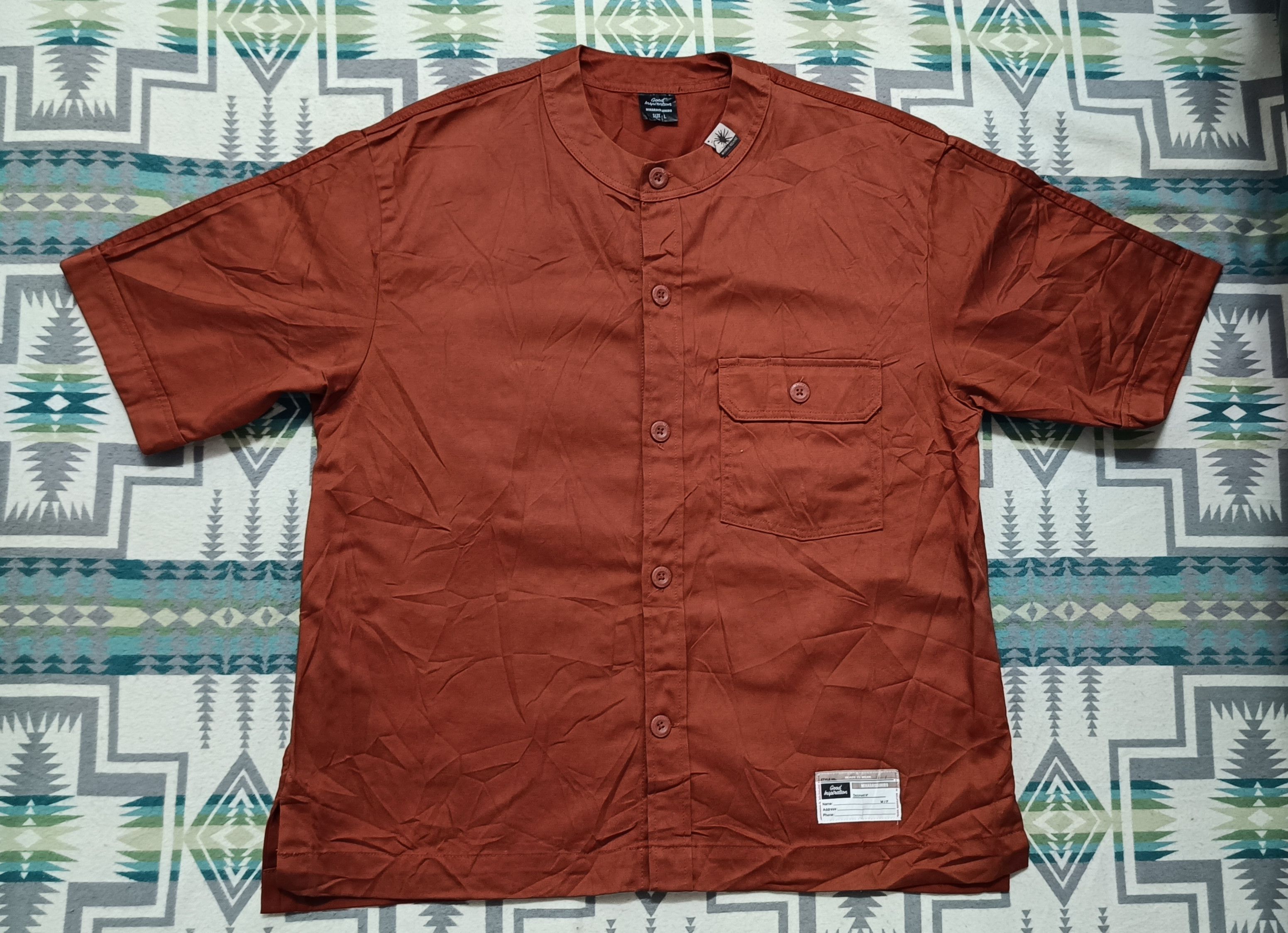 image of Gu Baseball Shirt Half Sleeve Orange, Men's (Size Large)