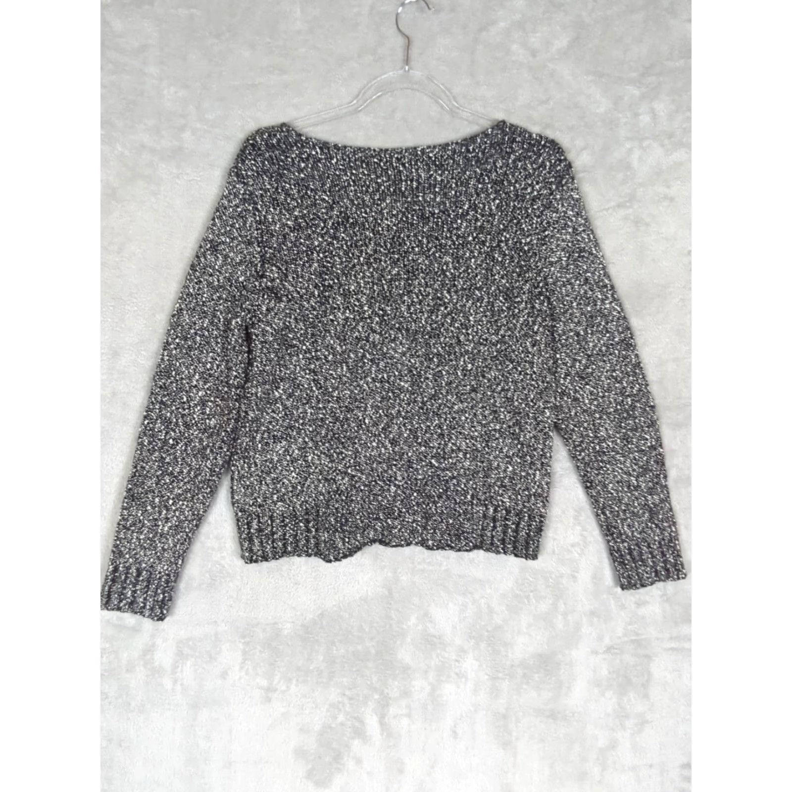 Eileen Fisher VINTAGE Eileen Fisher Sweater Womens Small Cotton Black And White Flecks Boxy Pockets Size S / US 4 / IT 40 - 2 Thumbnail